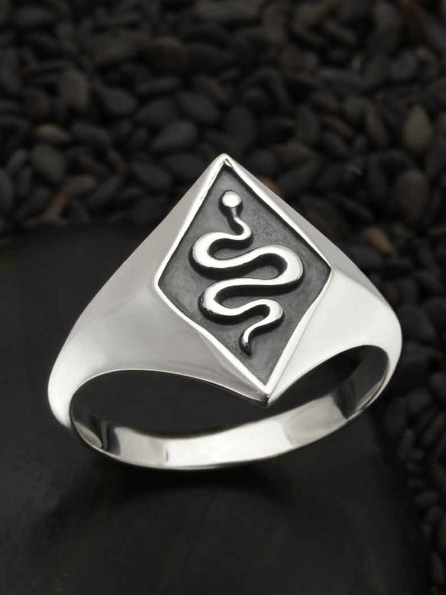 •SNAKE SIGNET• recycled silver ring