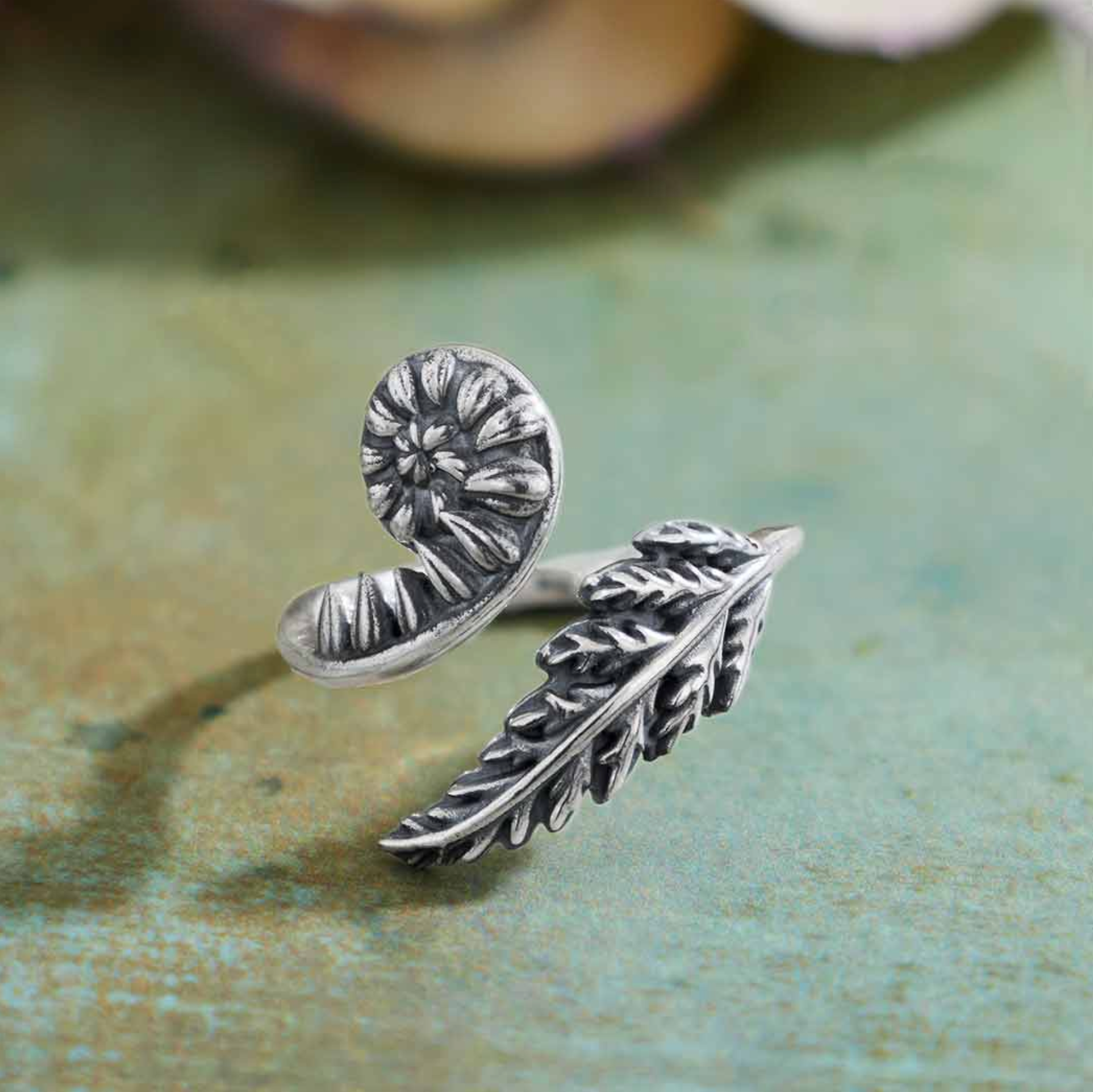 •UNFURLING FERN• adjustable recycled silver ring