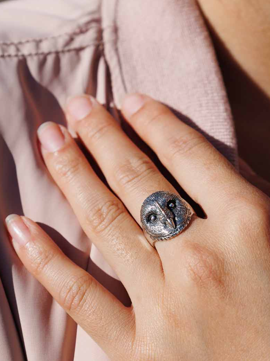 •BARN OWL• sterling silver ring