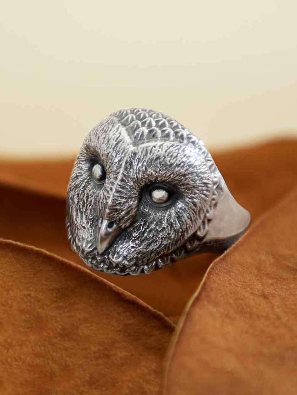 •BARN OWL• sterling silver ring