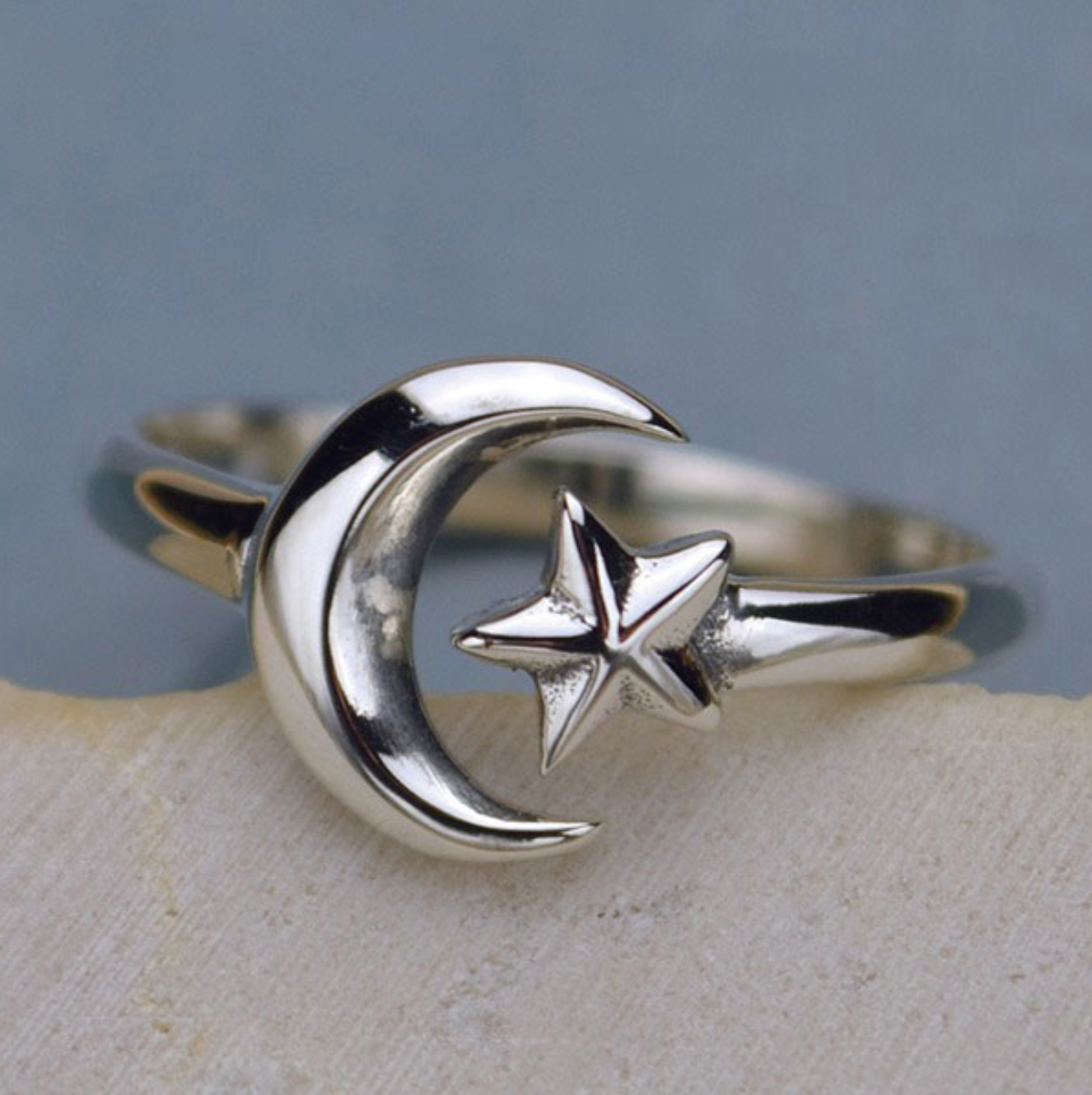 • LITTLE MOON & STAR • adjustable silver ring
