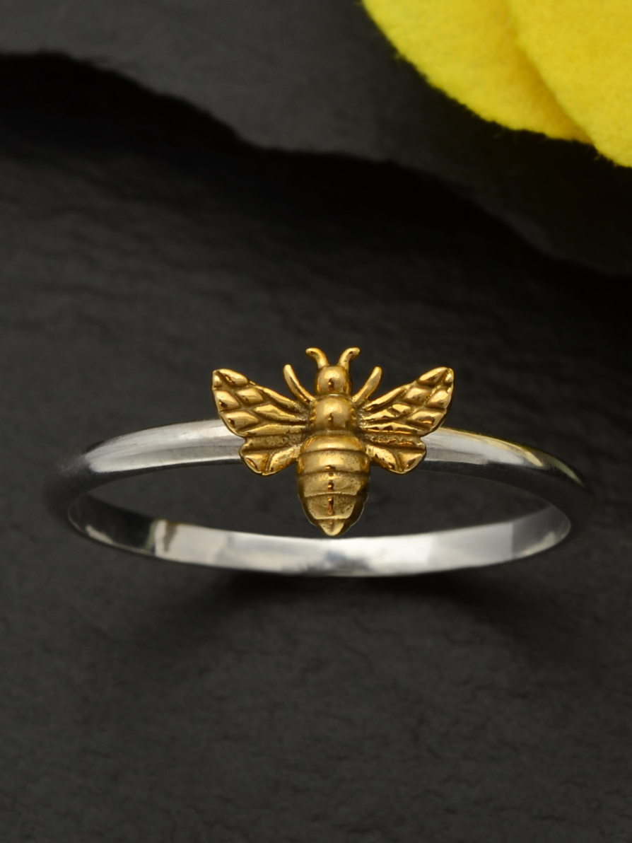 •TINY BEE• recycled silver + bronze ring
