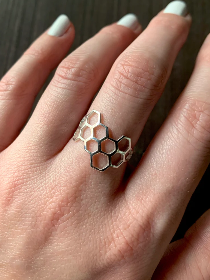 •HONEYCOMB• recycled silver ring