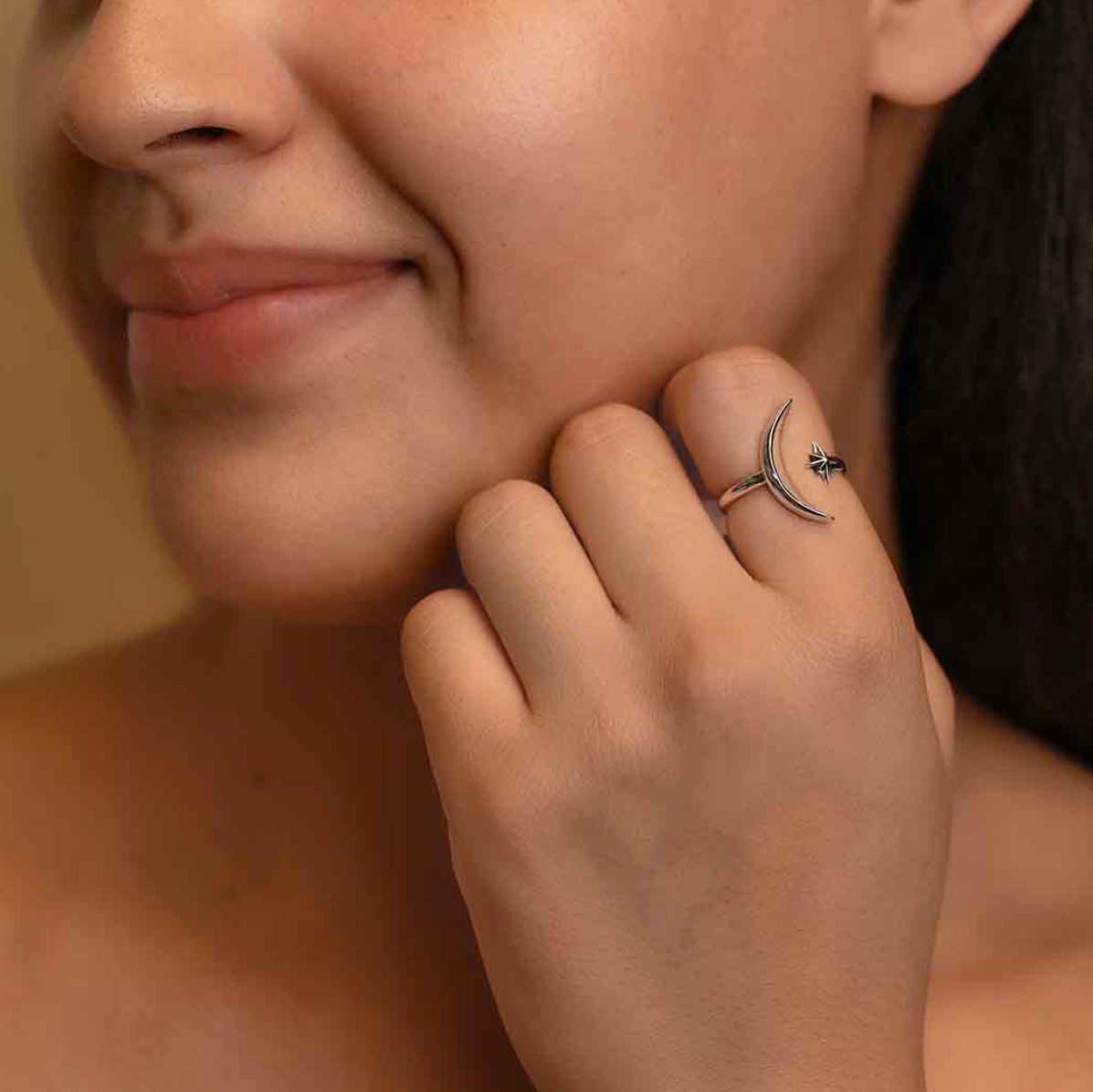 •MOON & STAR• adjustable silver ring