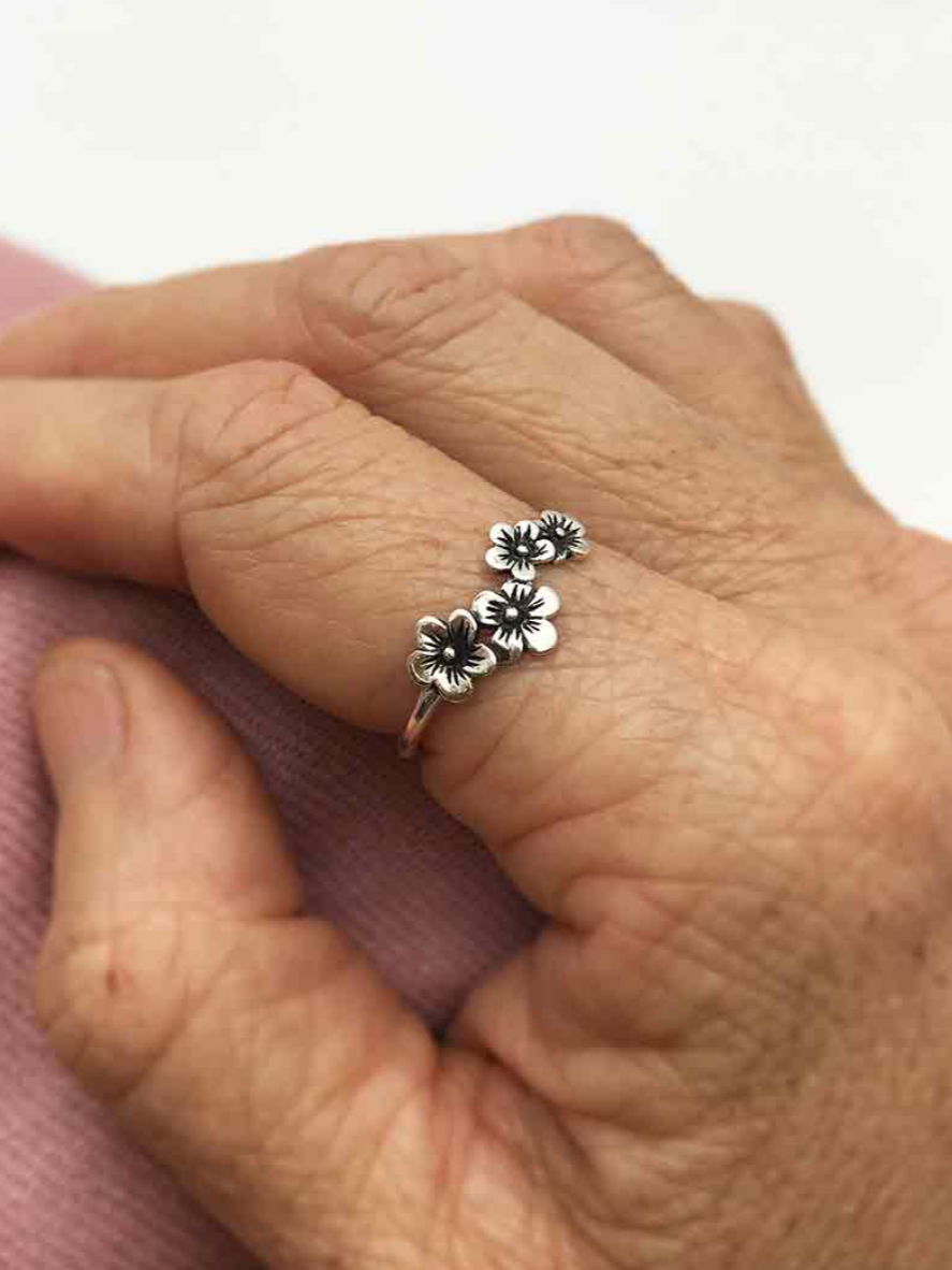 •SWEET CHERRY BLOSSOM• recycled silver ring