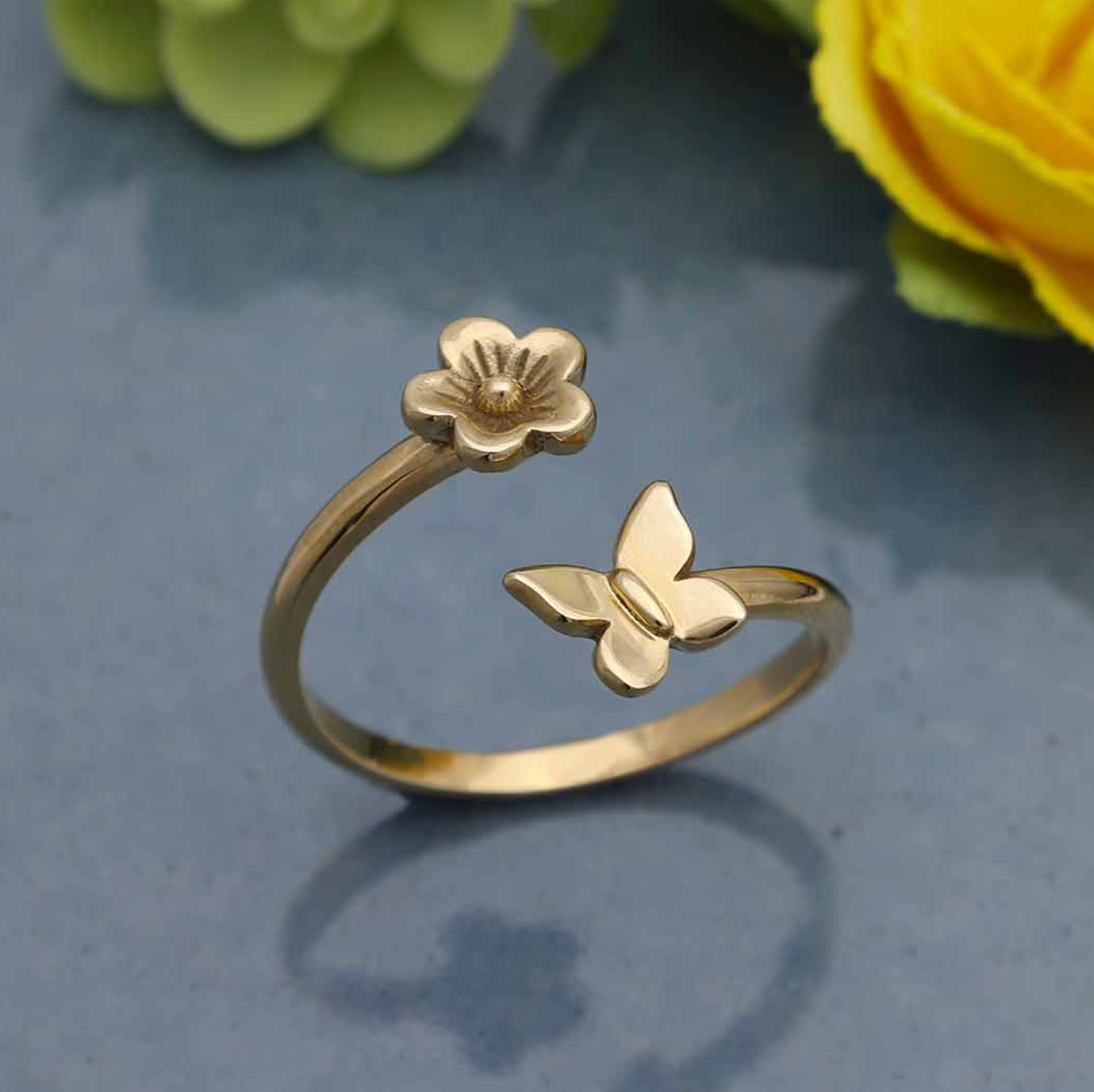 •BUTTERFLY + BLOOM • adjustable bronze ring