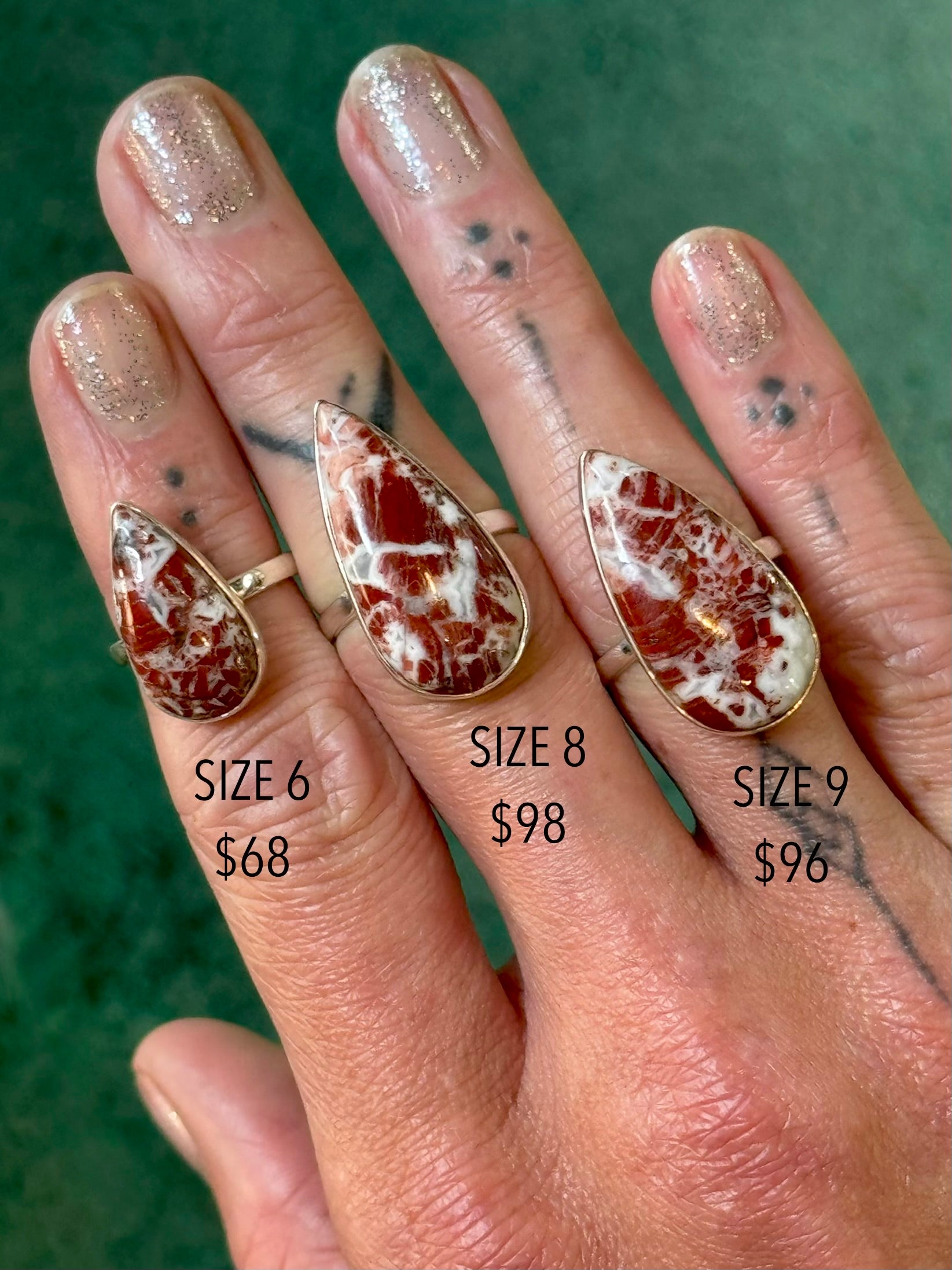•BRECCIATED JASPER - TEAR• sterling silver ring (various sizes)