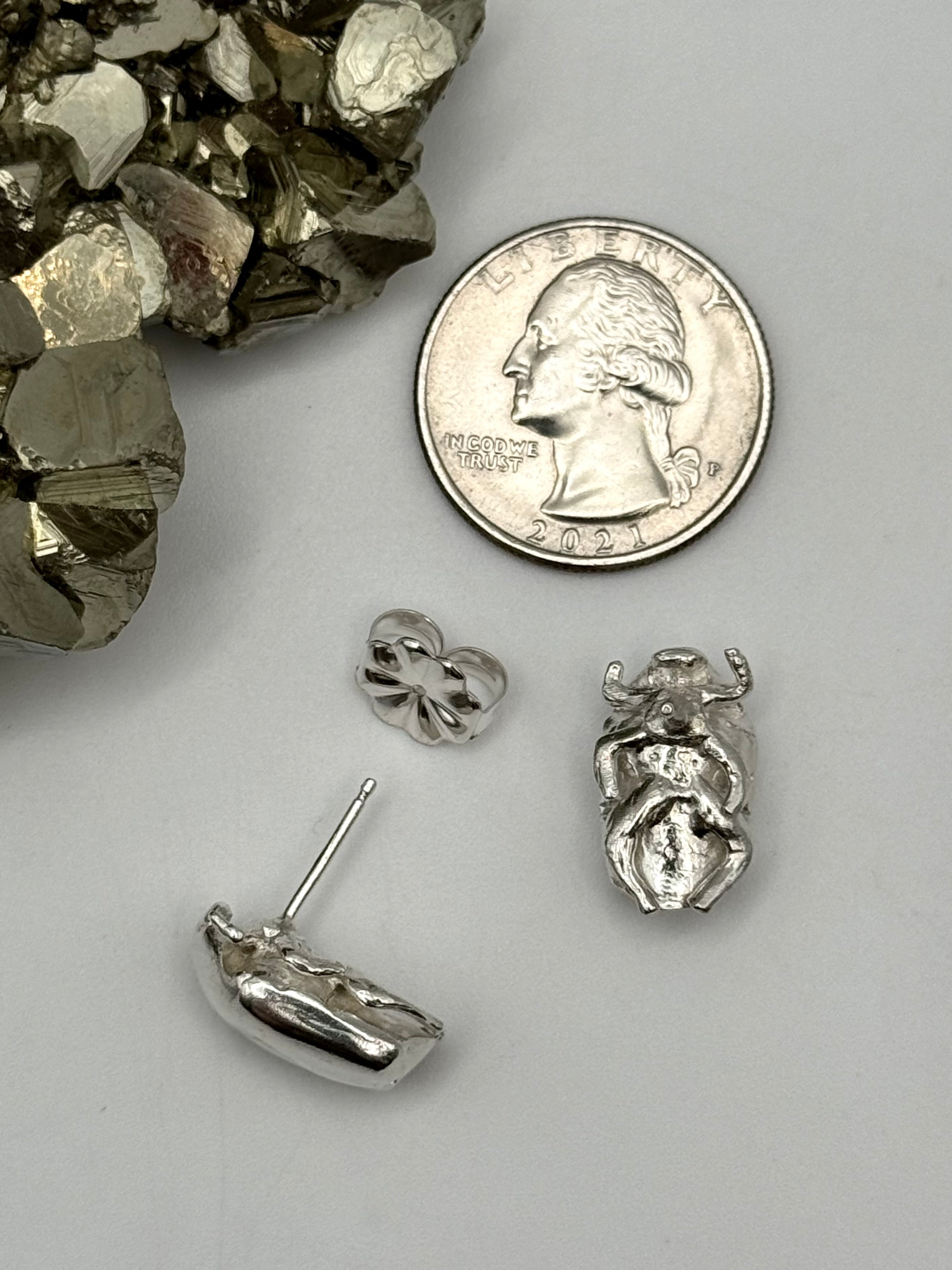 •JAPANESE BEETLE• sterling silver stud earrings