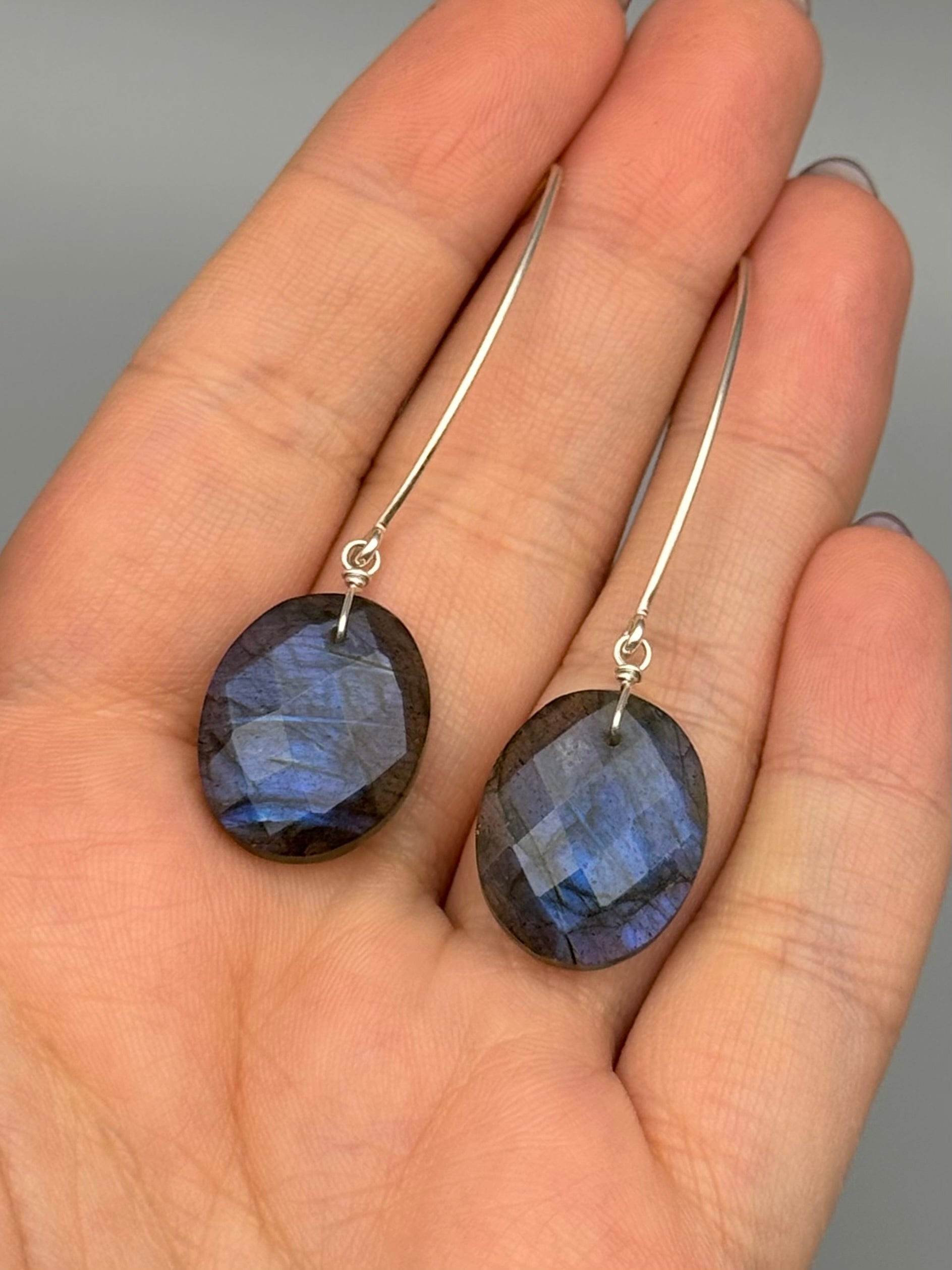 •STRAY• labradorite coin + silver earrings