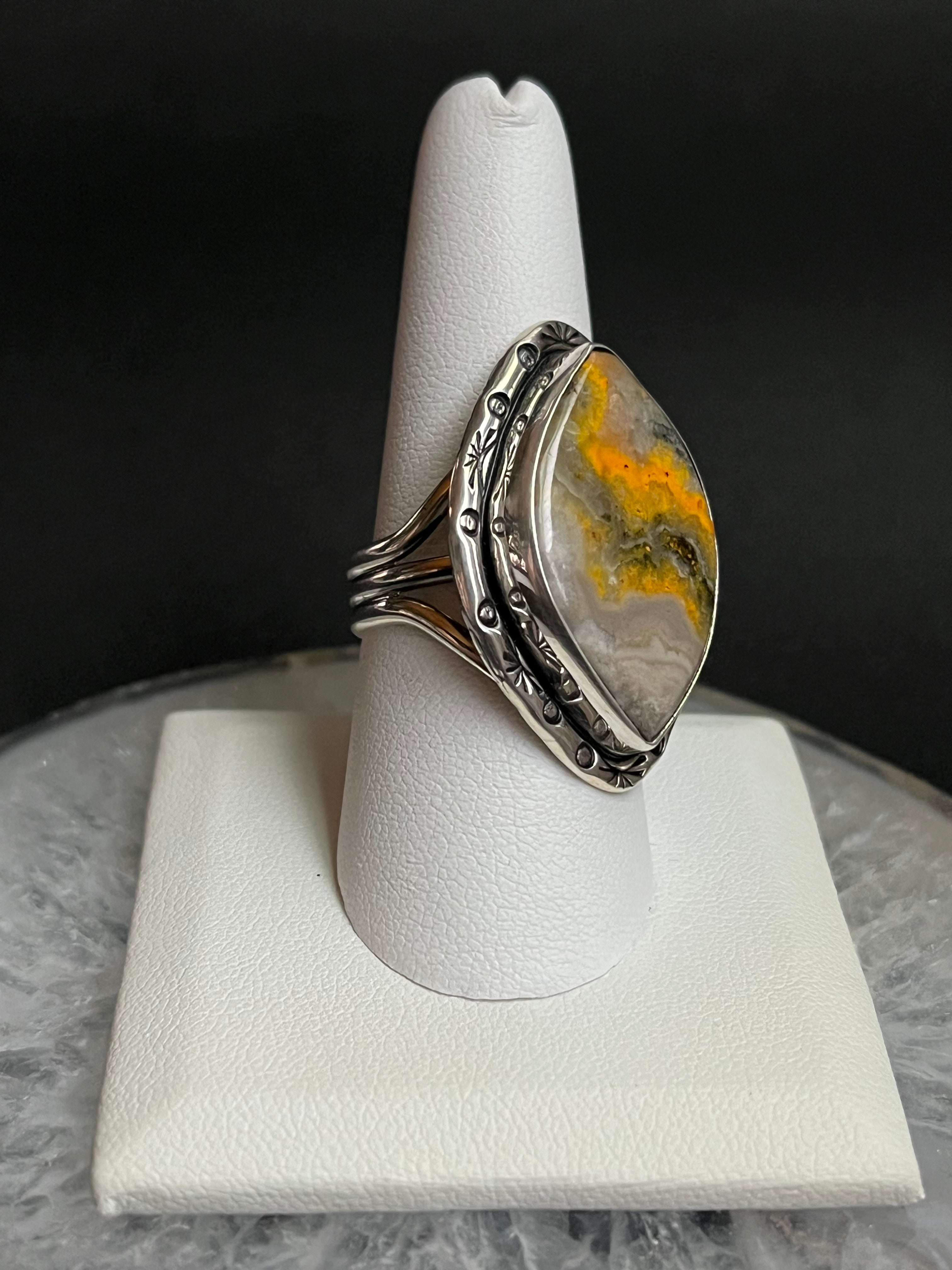 •BUMBLEBEE JASPER• Navajo silver ring (size 9.5)