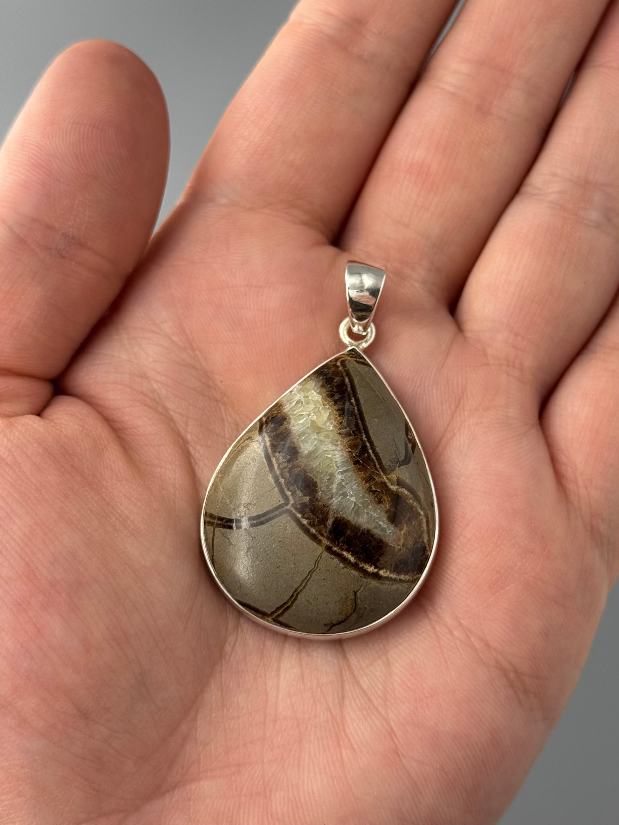 •SEPTARIAN NODULE - TEARDROP• sterling silver pendant