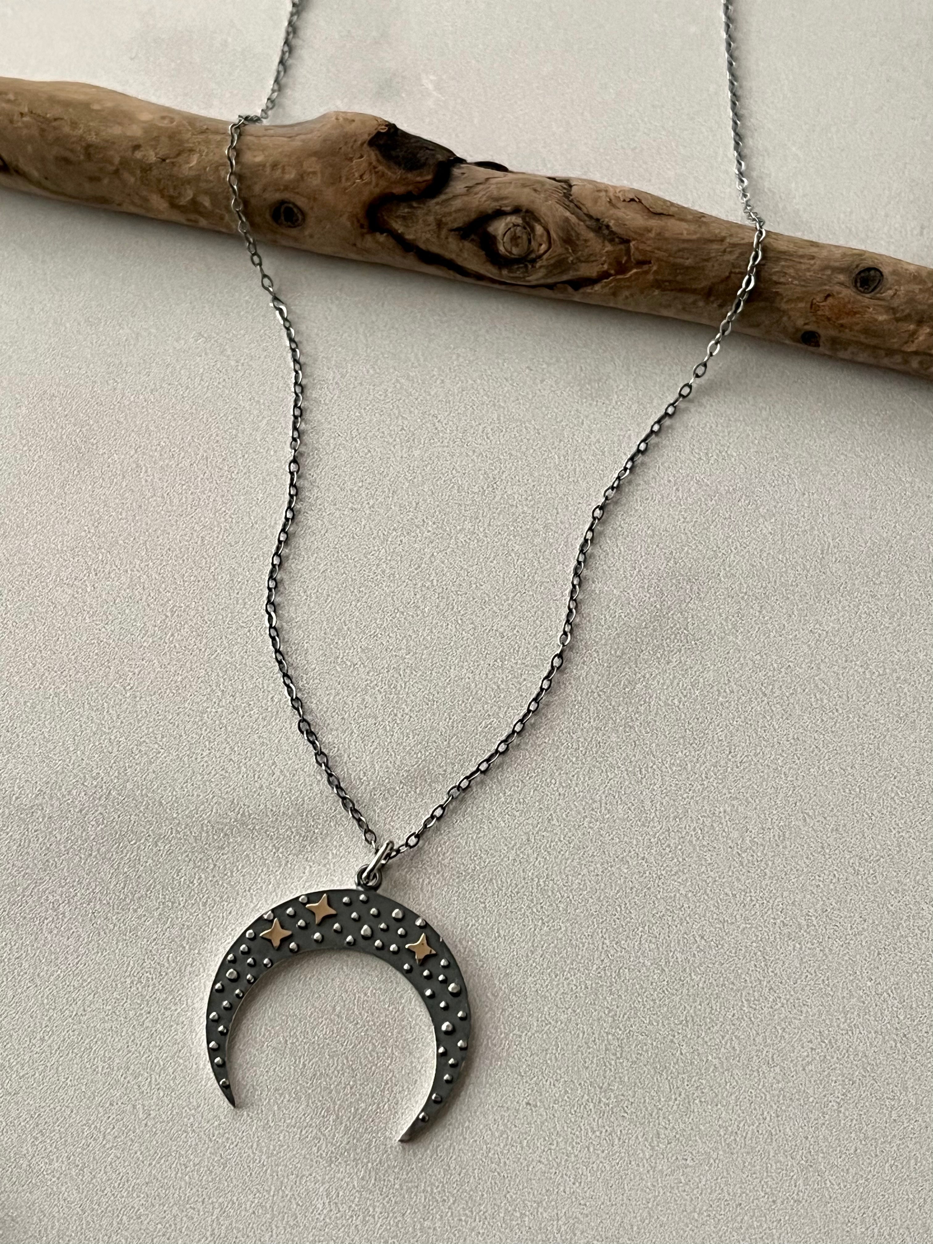 •COSMIC MOONRISE•  mixed metal necklace