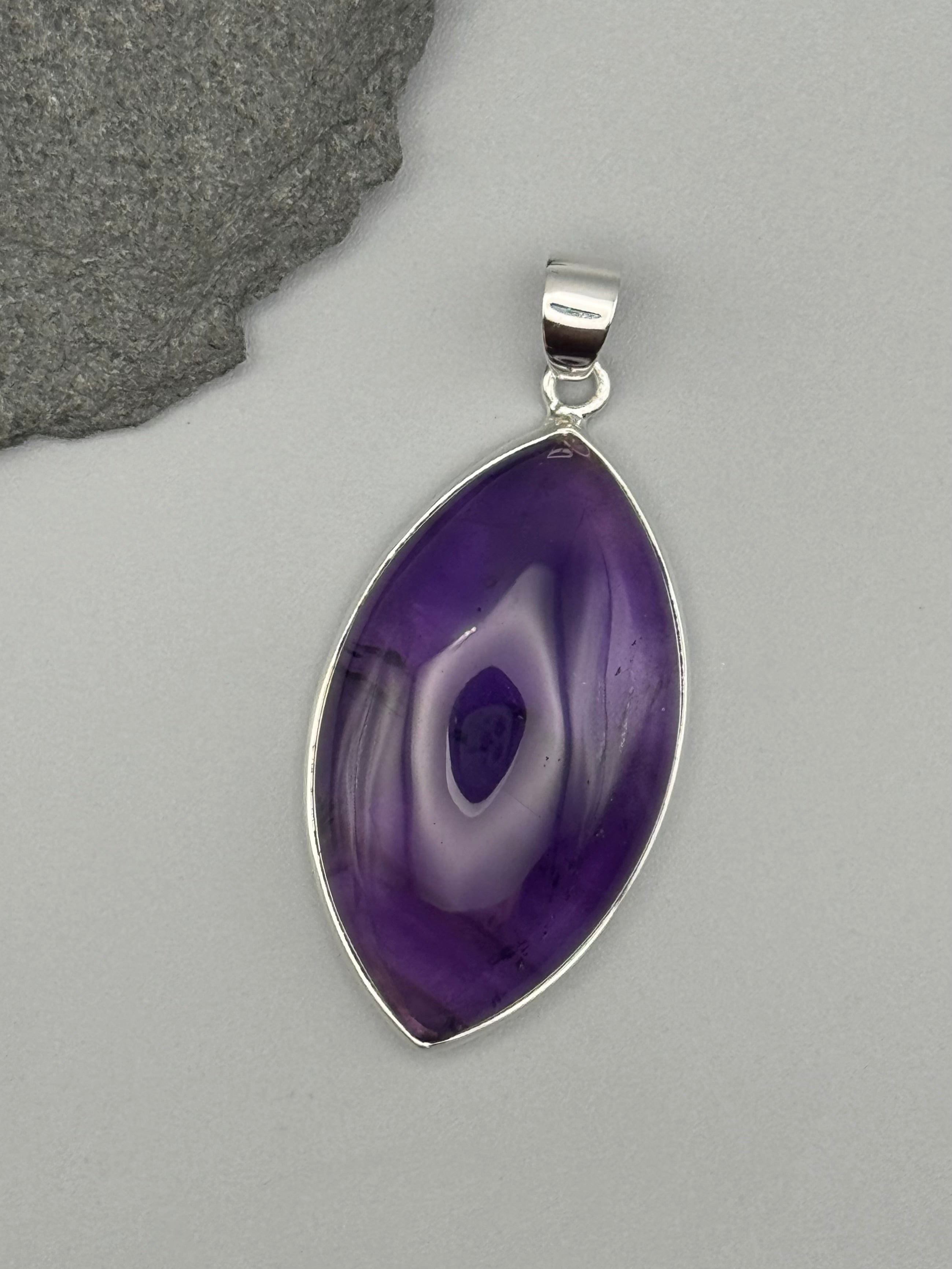 •AMETHYST - MARQUISE• sterling silver pendant