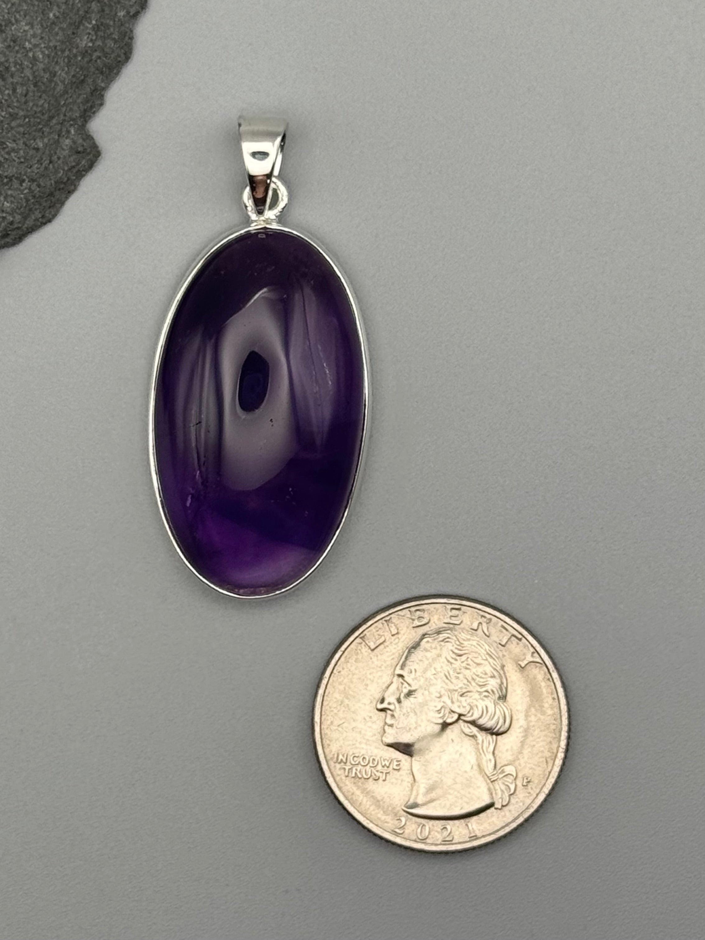 •AMETHYST - LARGE OVAL• sterling silver pendant