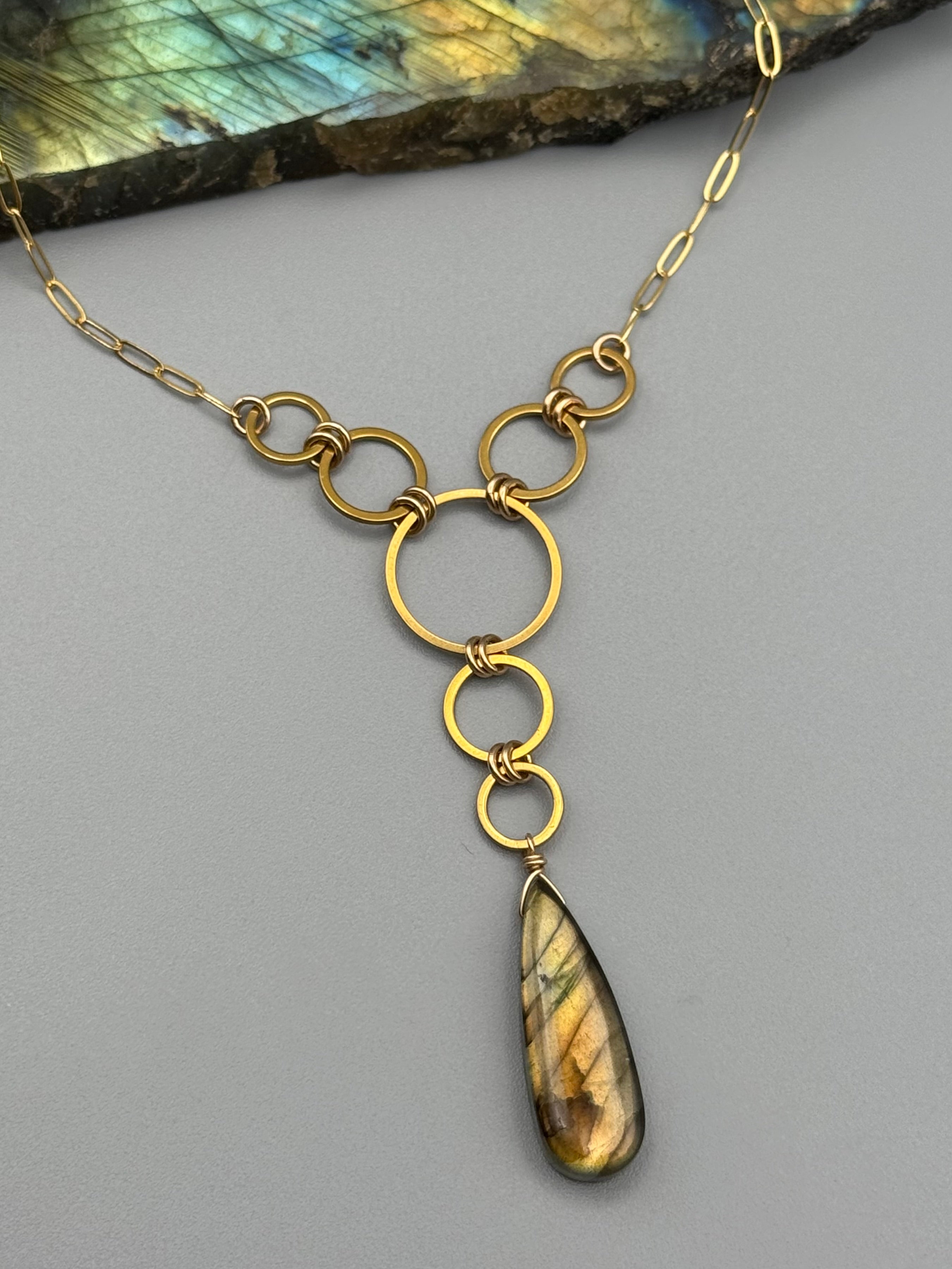 •UNION• golden labradorite + gold necklace (16"-18" long)