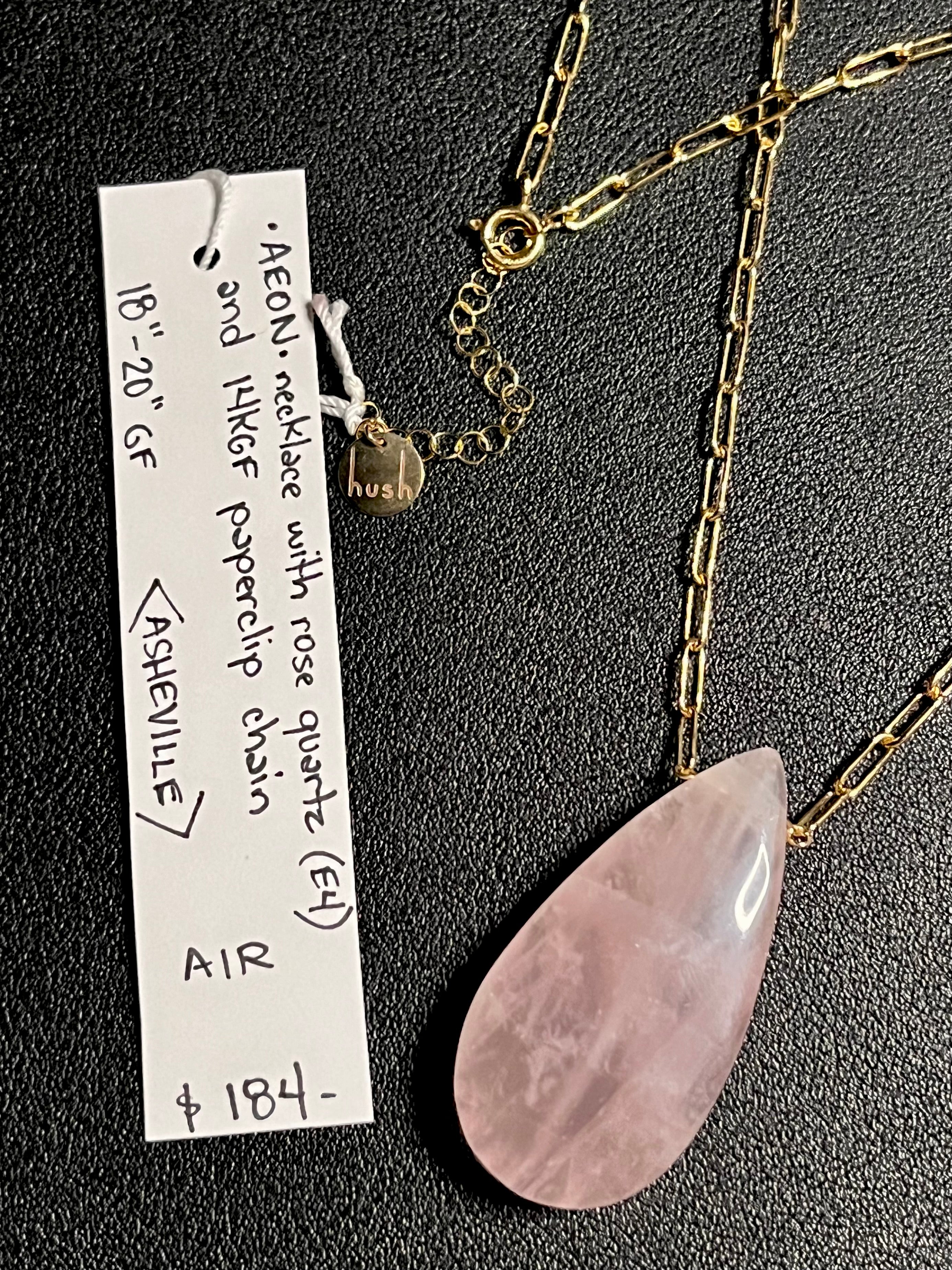 •AEON• rose quartz + gold necklace (18"-20")