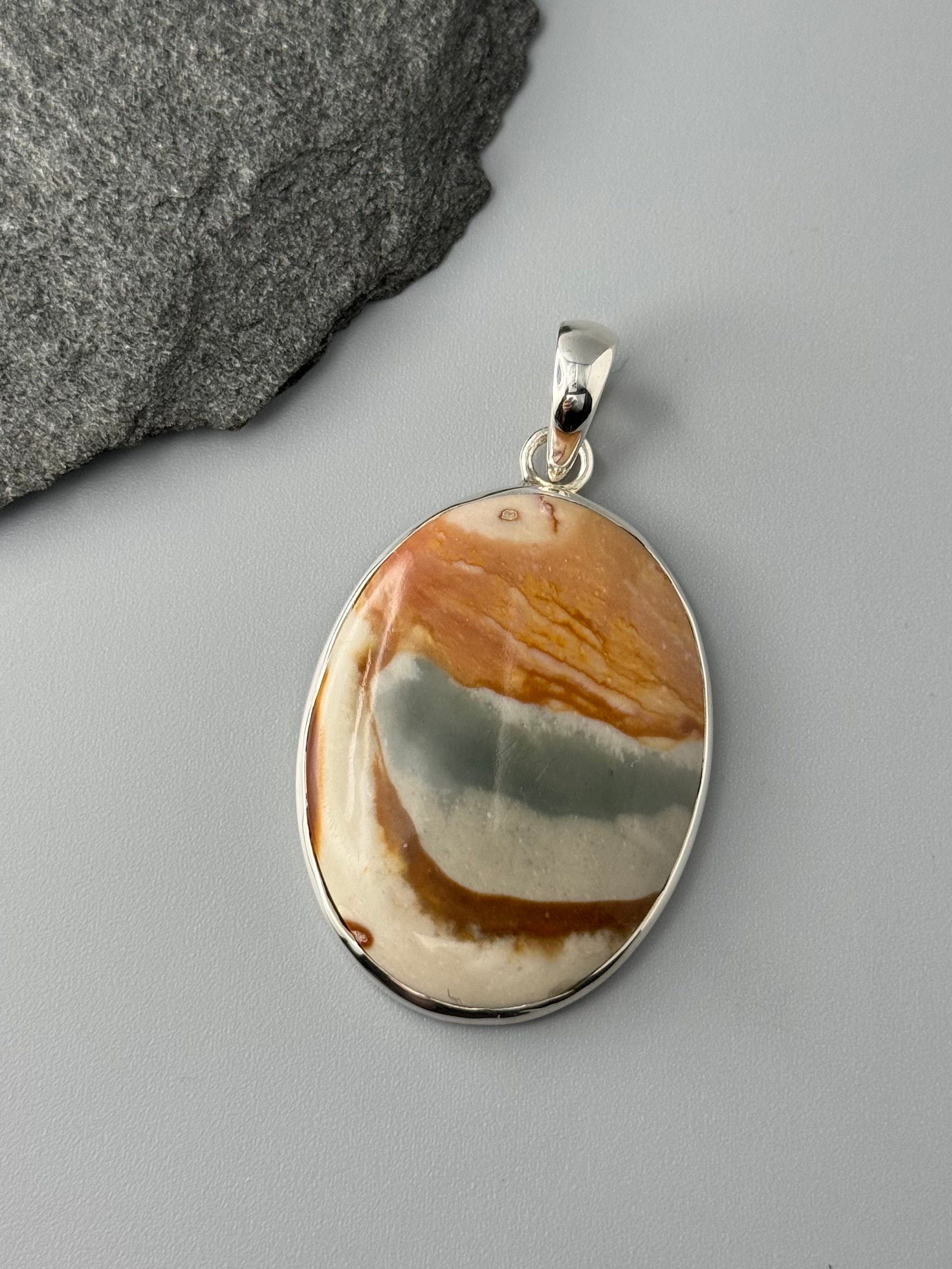 •POLYCHROME JASPER - OVAL• sterling silver pendant