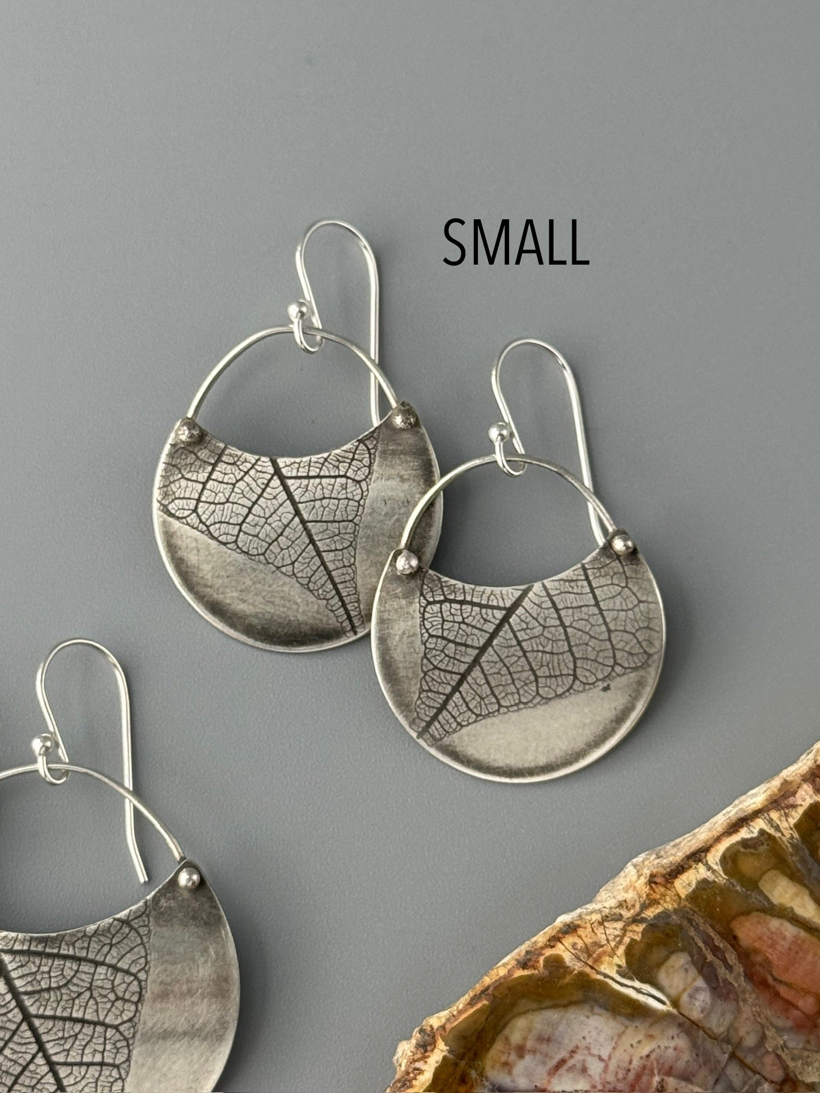 •LEAF CRESCENT• silver dangle earrings
