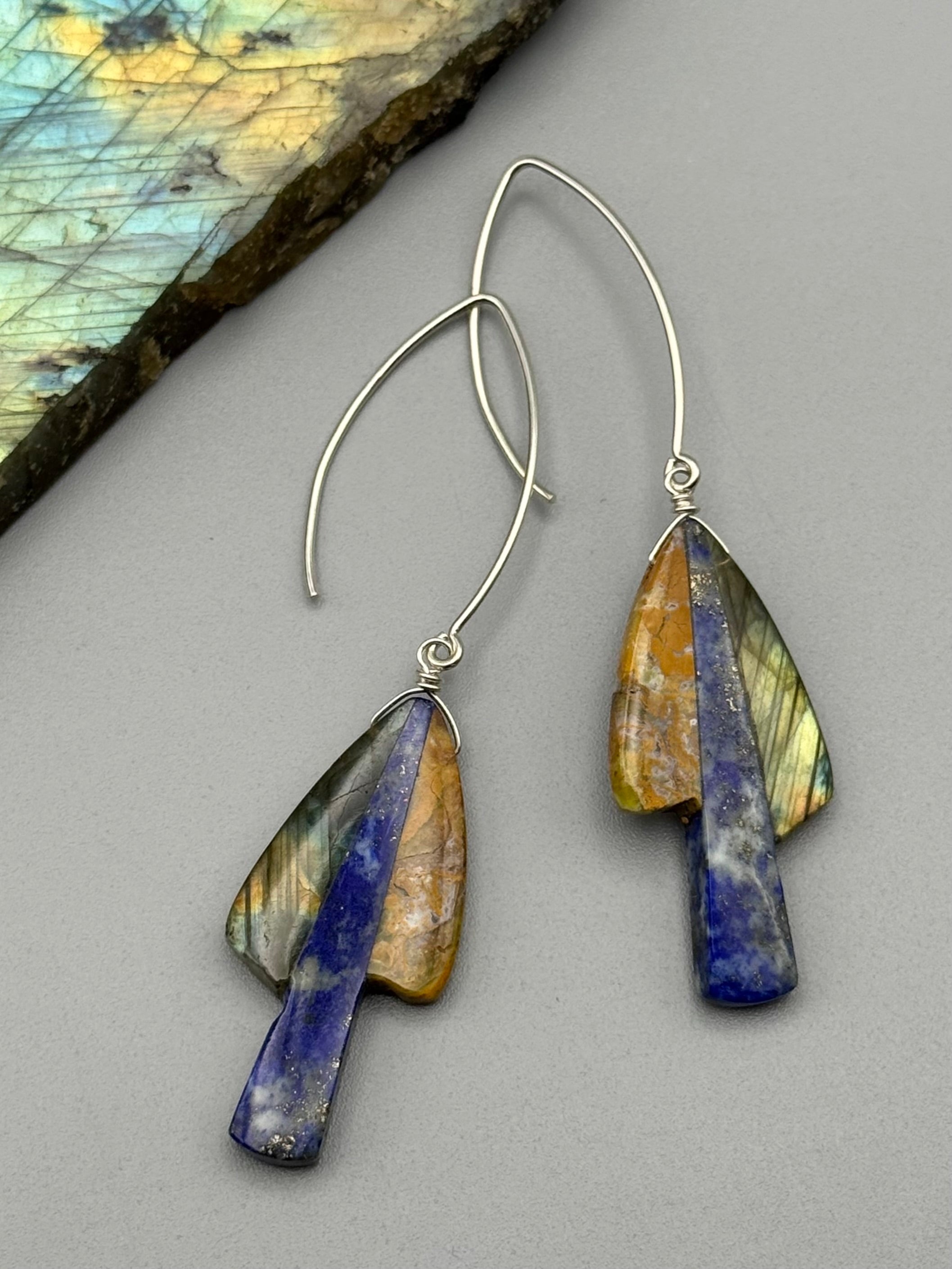 •STRAY• intarsia shroom + silver earrings