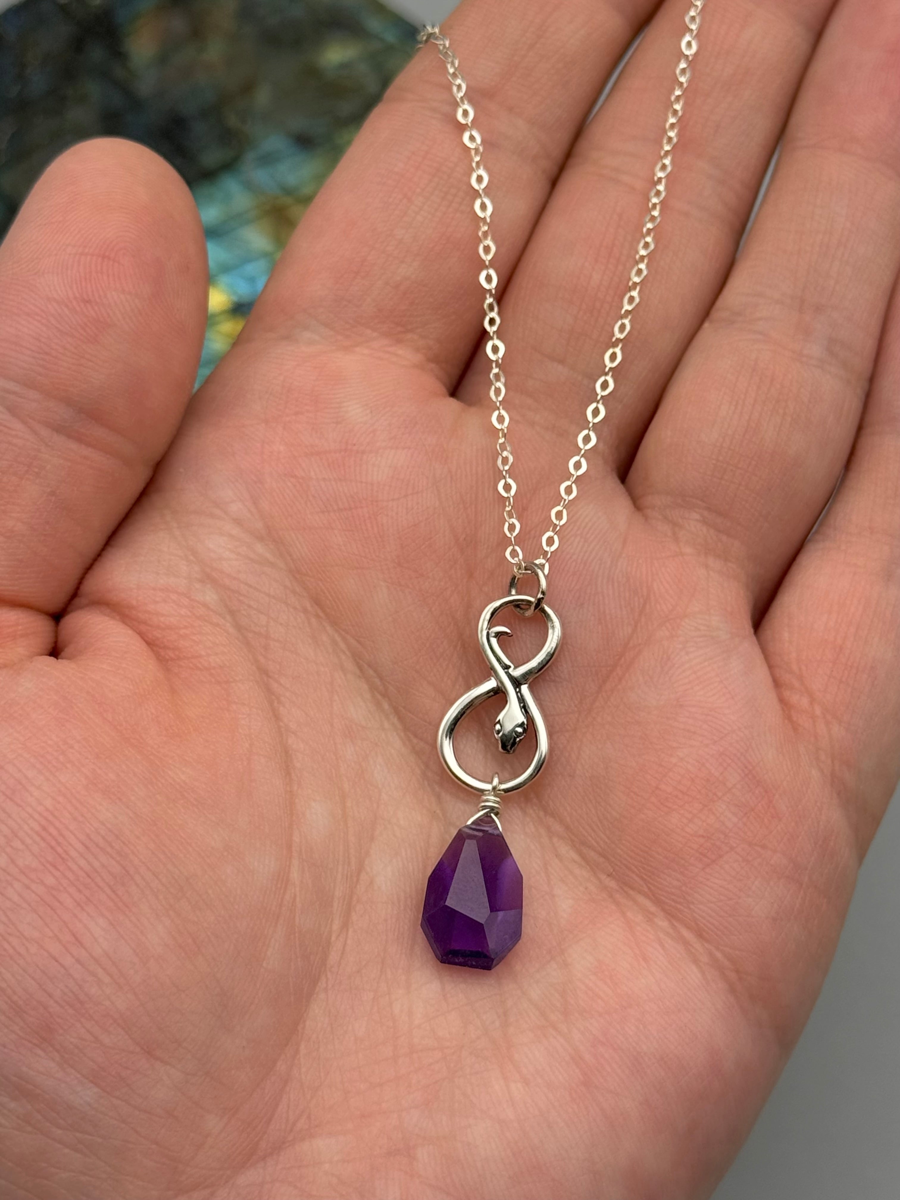 •NĀGA• amethyst + silver necklace (18"-20" long)