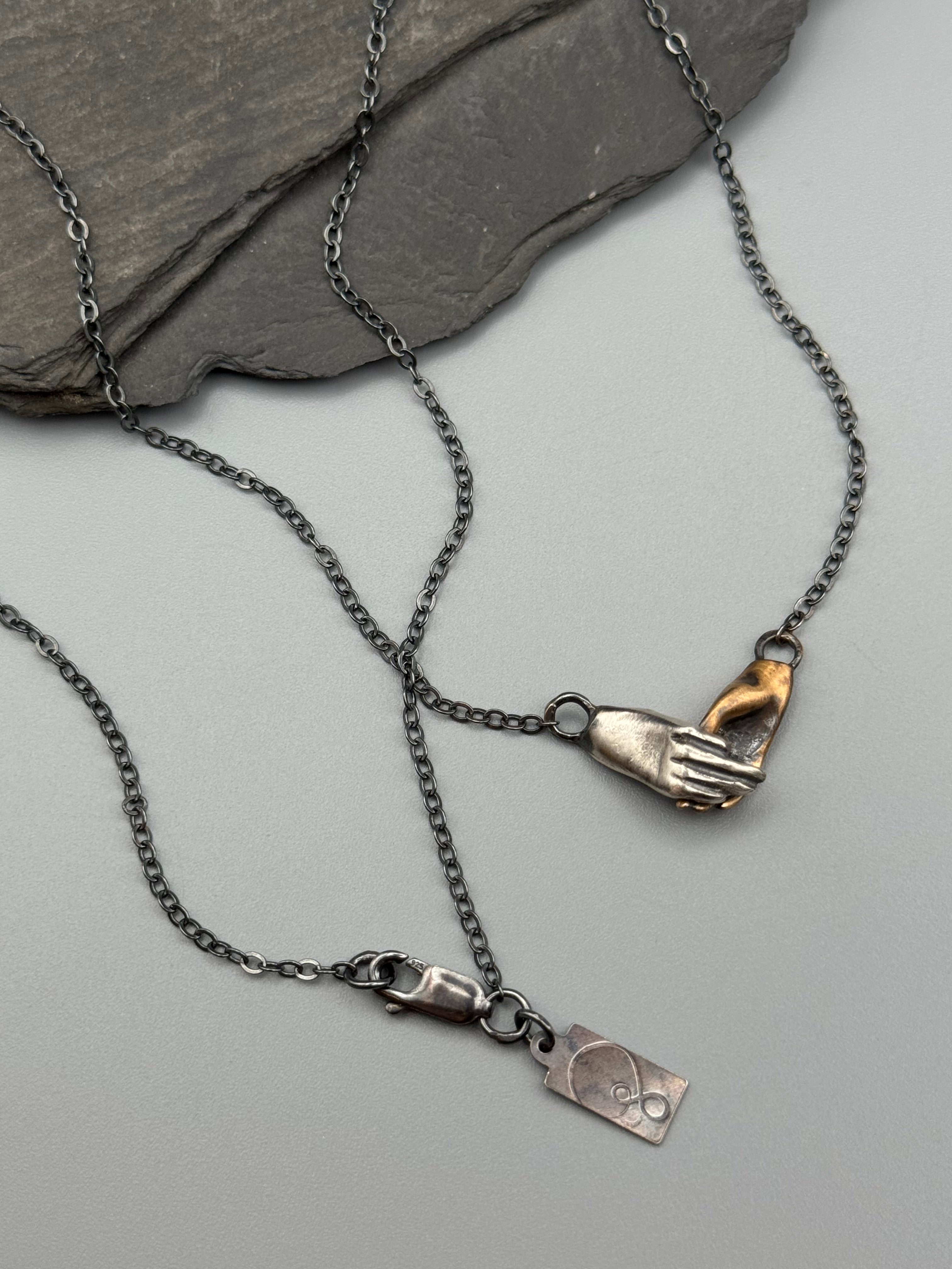 •HOLDING HANDS• mixed metal necklace (19.5" long)
