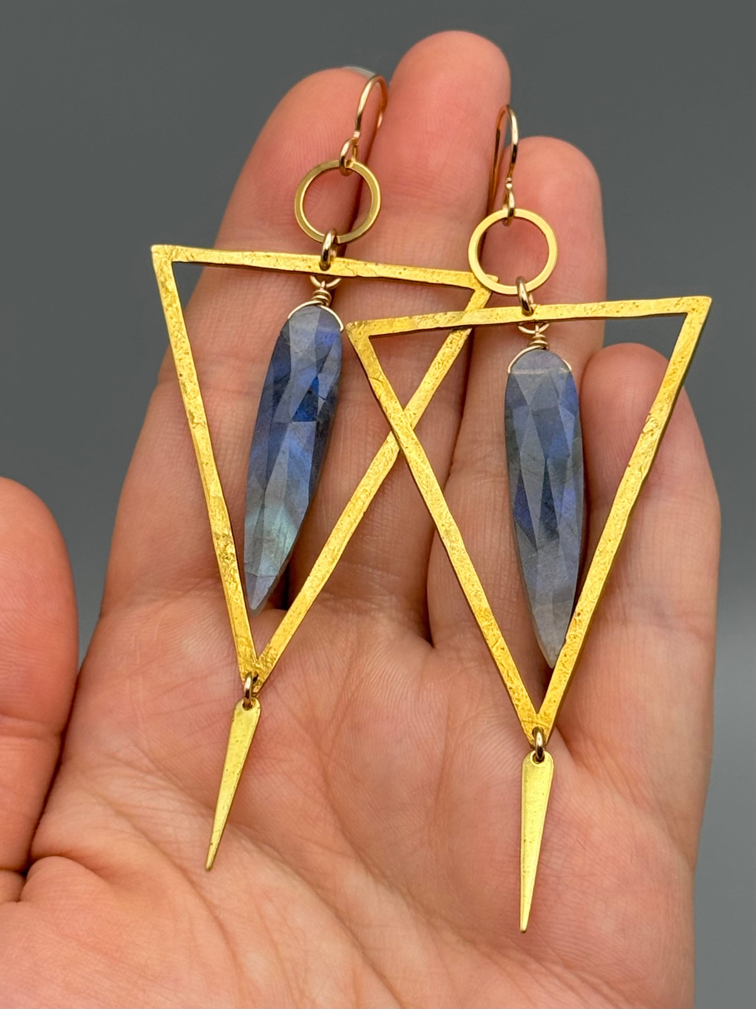 •ASET• labradorite + gold earrings