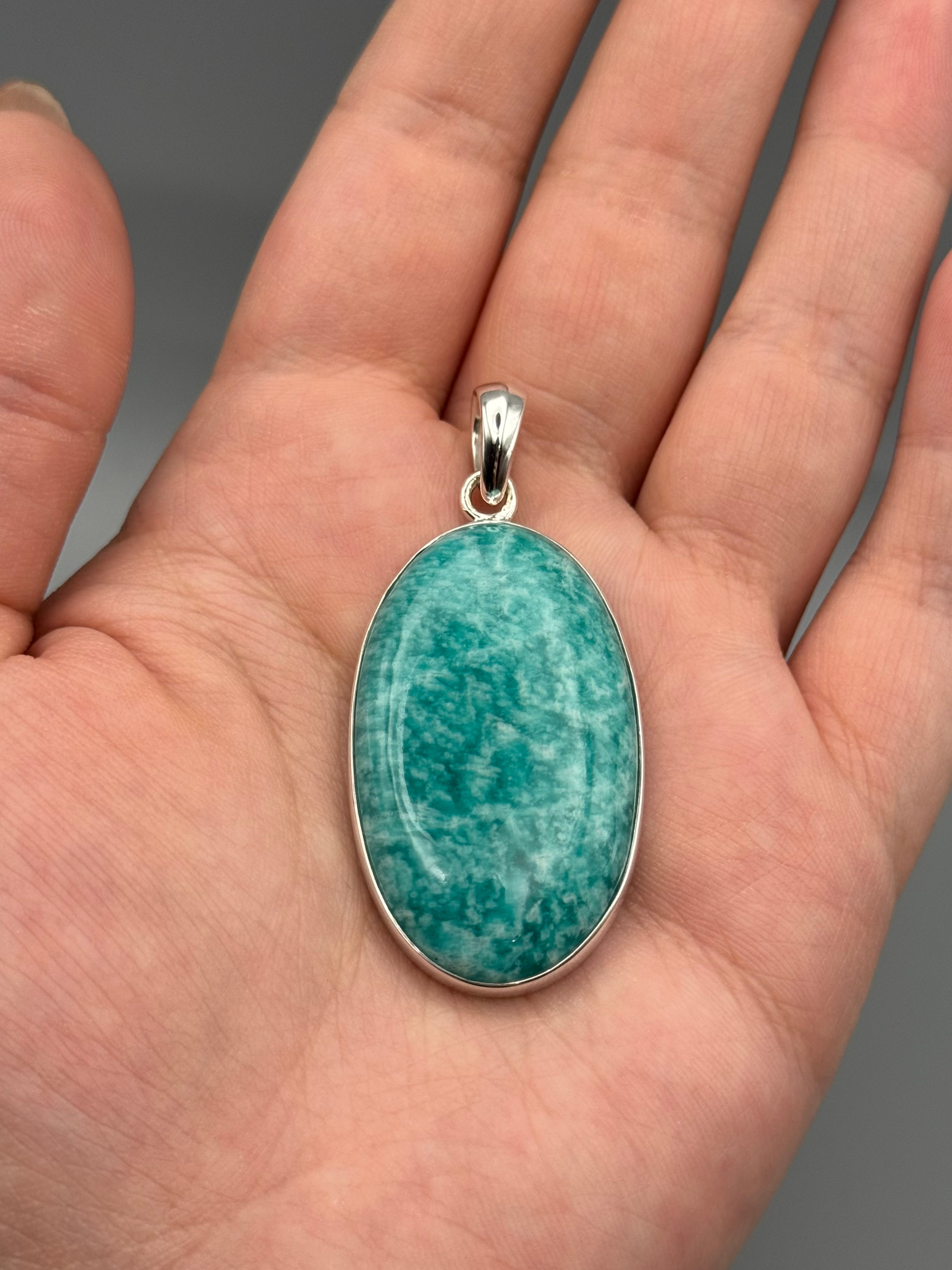 •AMAZONITE - OVAL 2• sterling silver pendant