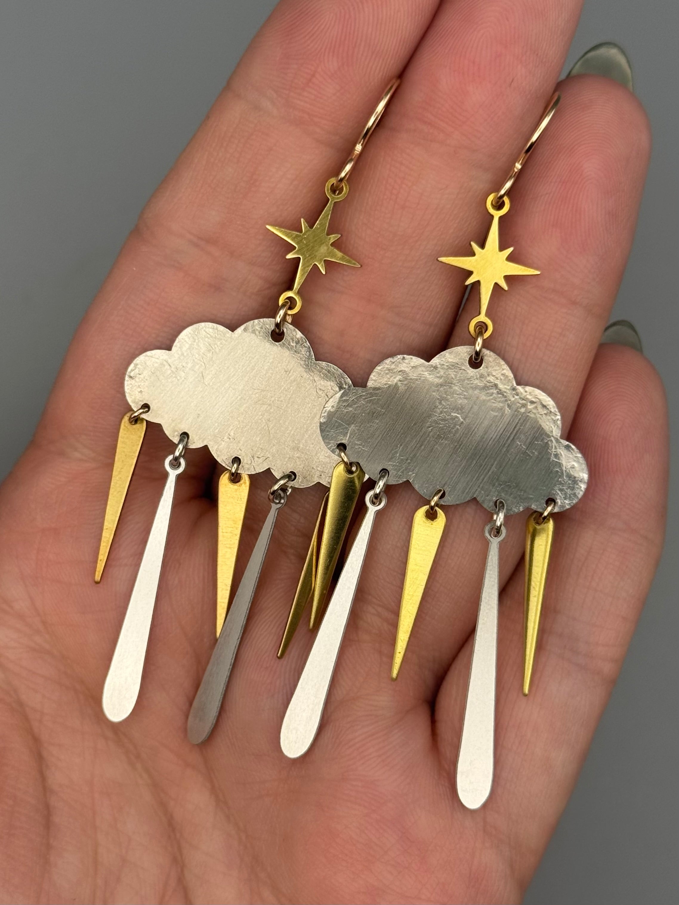 •NIGHT SHOWER• mixed metal dangle earrings