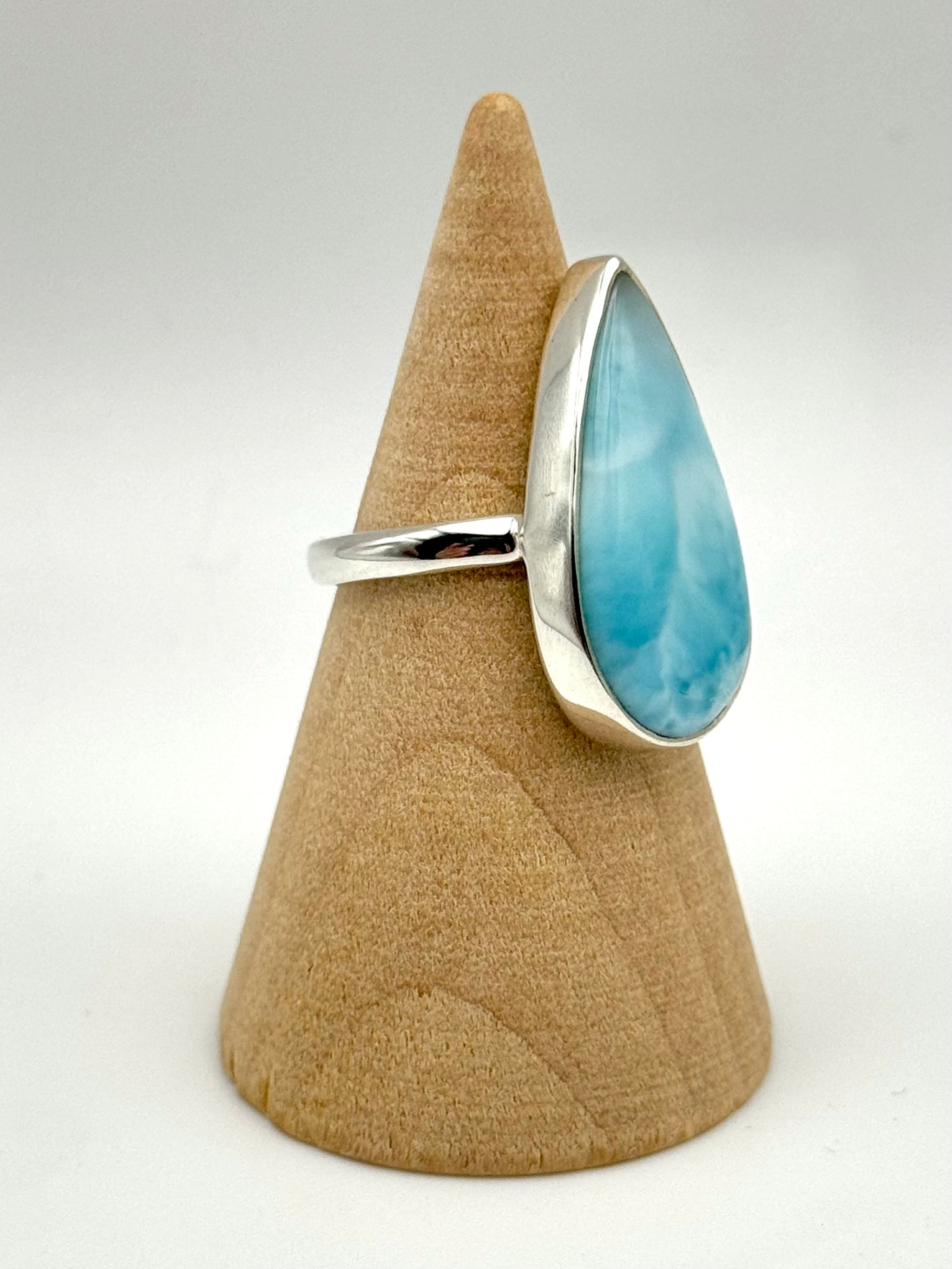 •LARIMAR - LARGER TEARDROP• silver ring (size 6.25)