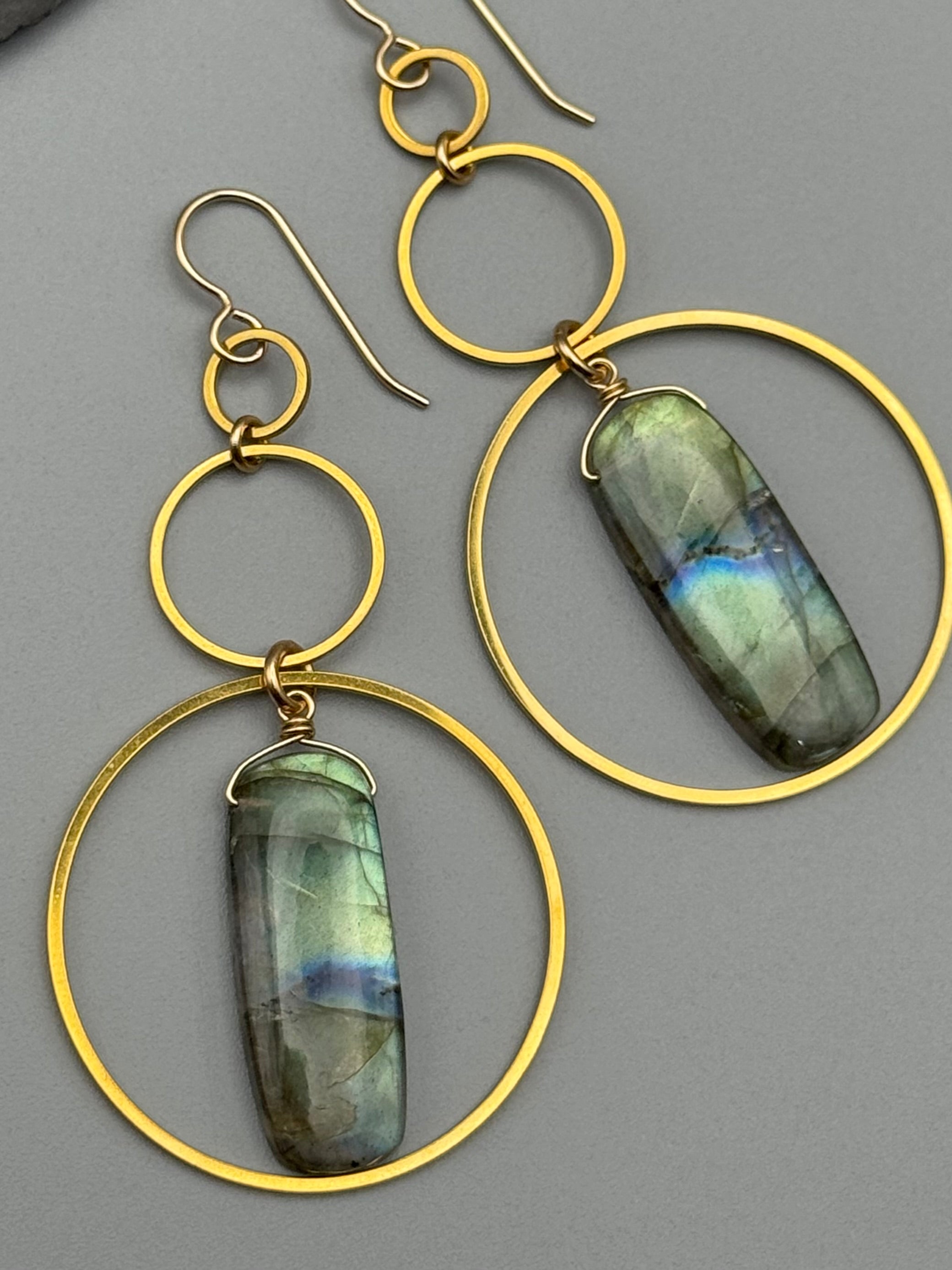 •6 OF CUPS• labradorite + gold earrings