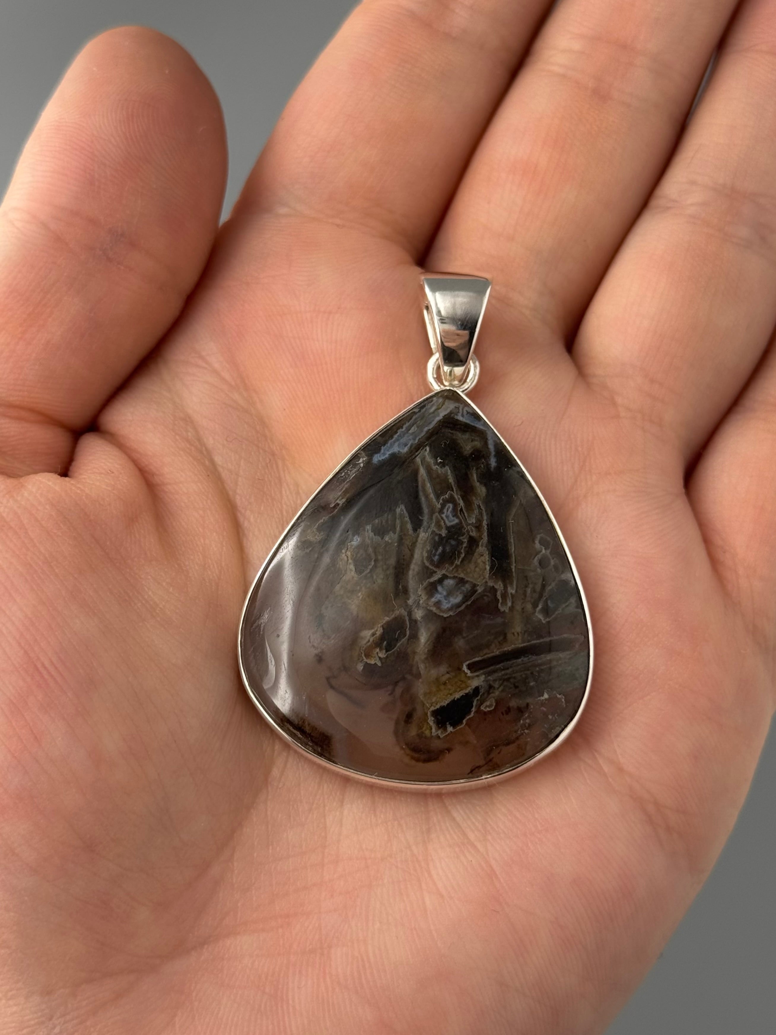 •STICK AGATE - TEARDROP• sterling silver pendant