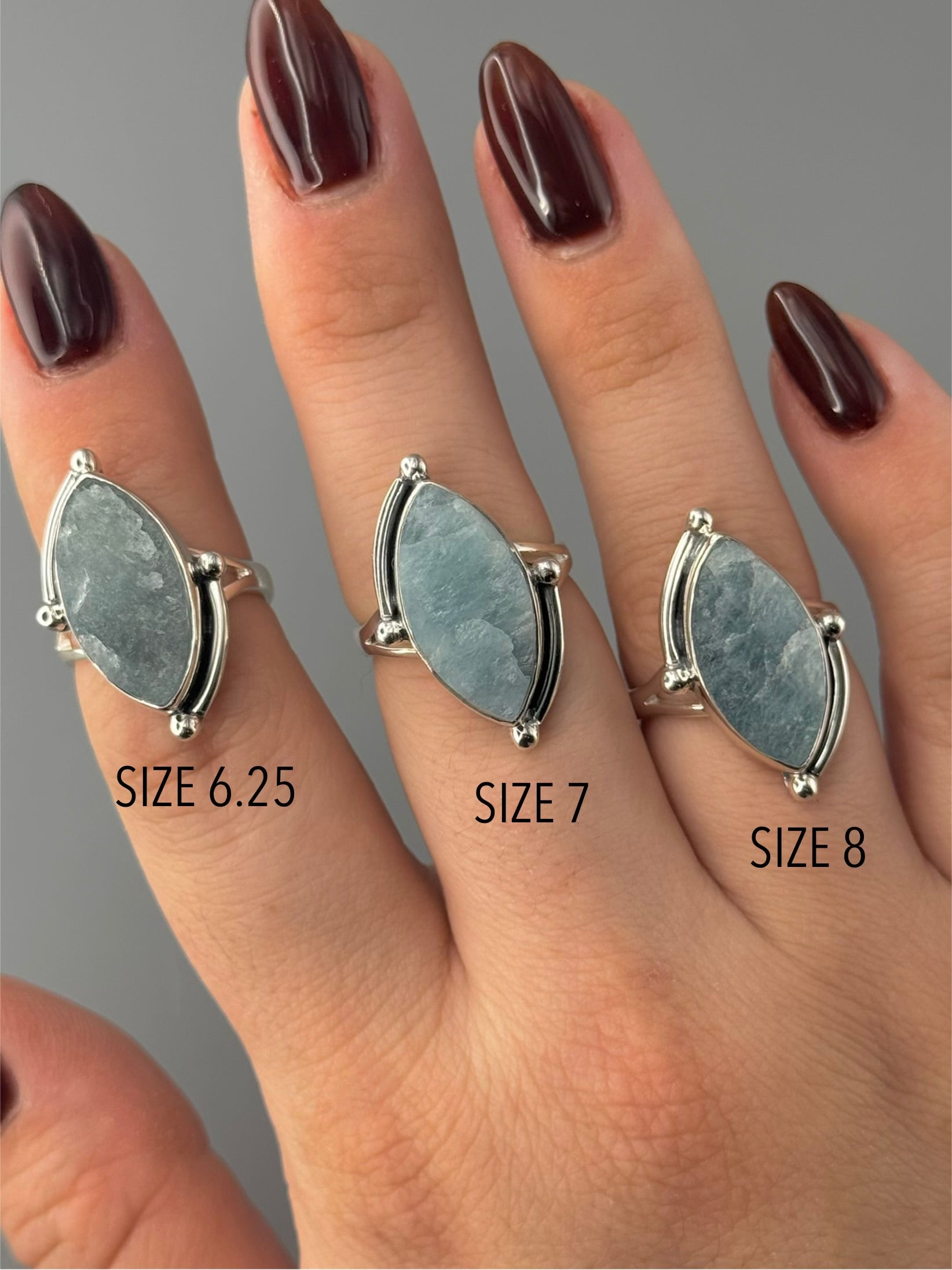 •AQUAMARINE - BARBELLS• sterling silver ring (various sizes)