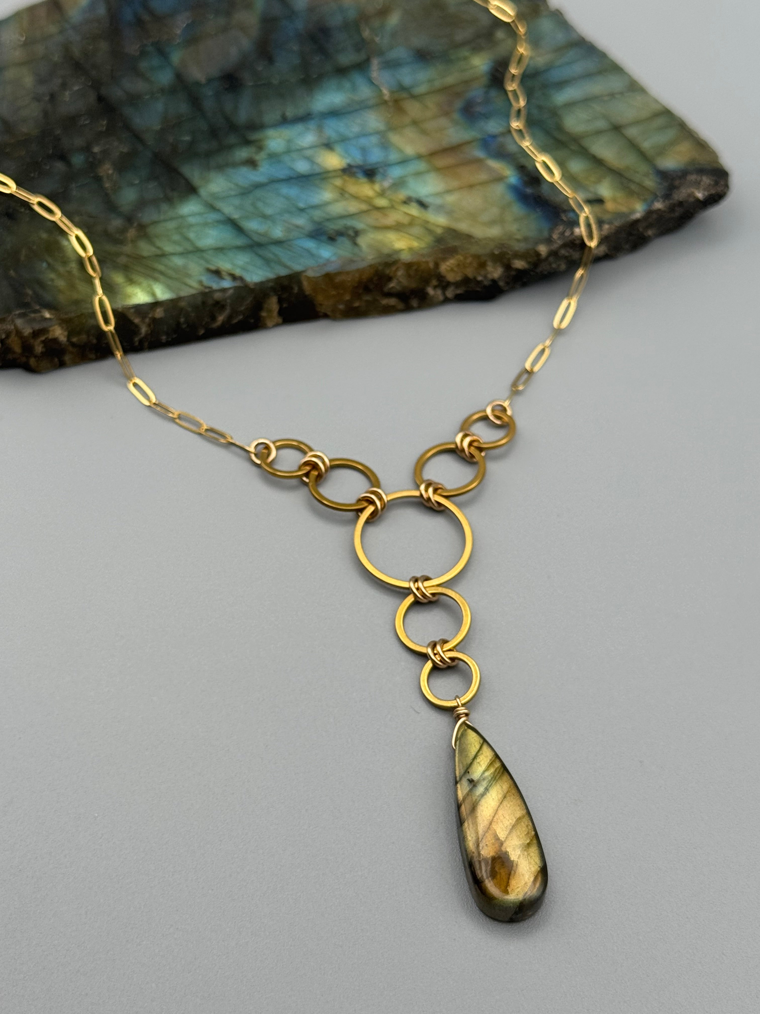 •UNION• golden labradorite + gold necklace (16"-18" long)