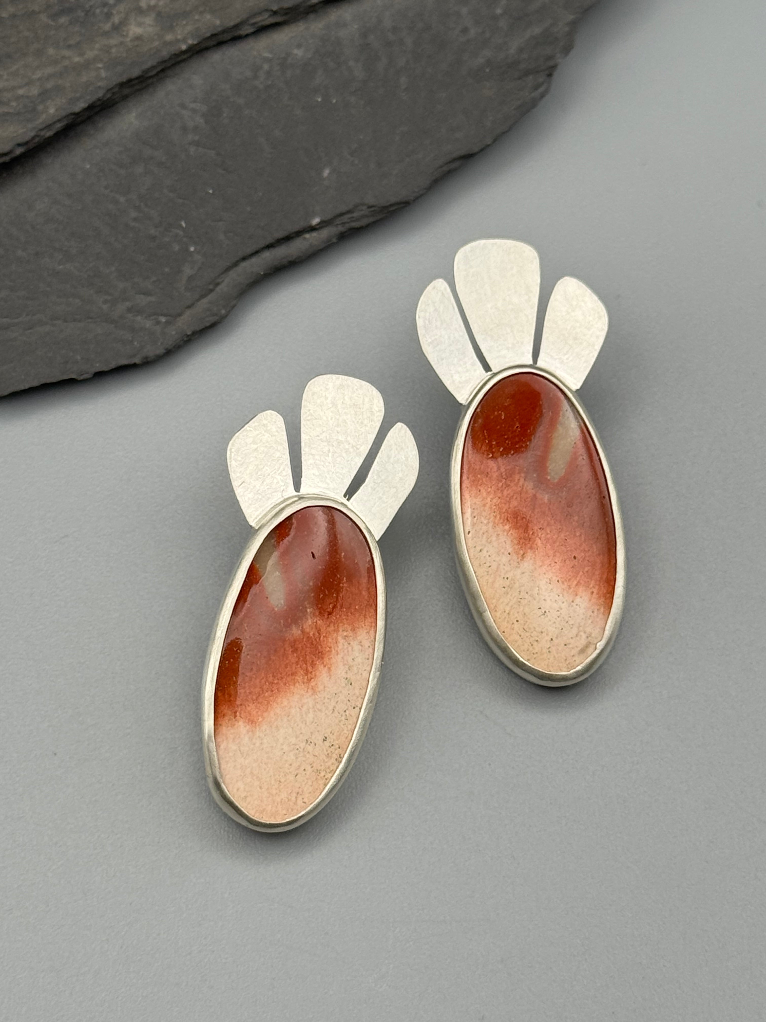•PETALS• jasper + silver post earrings