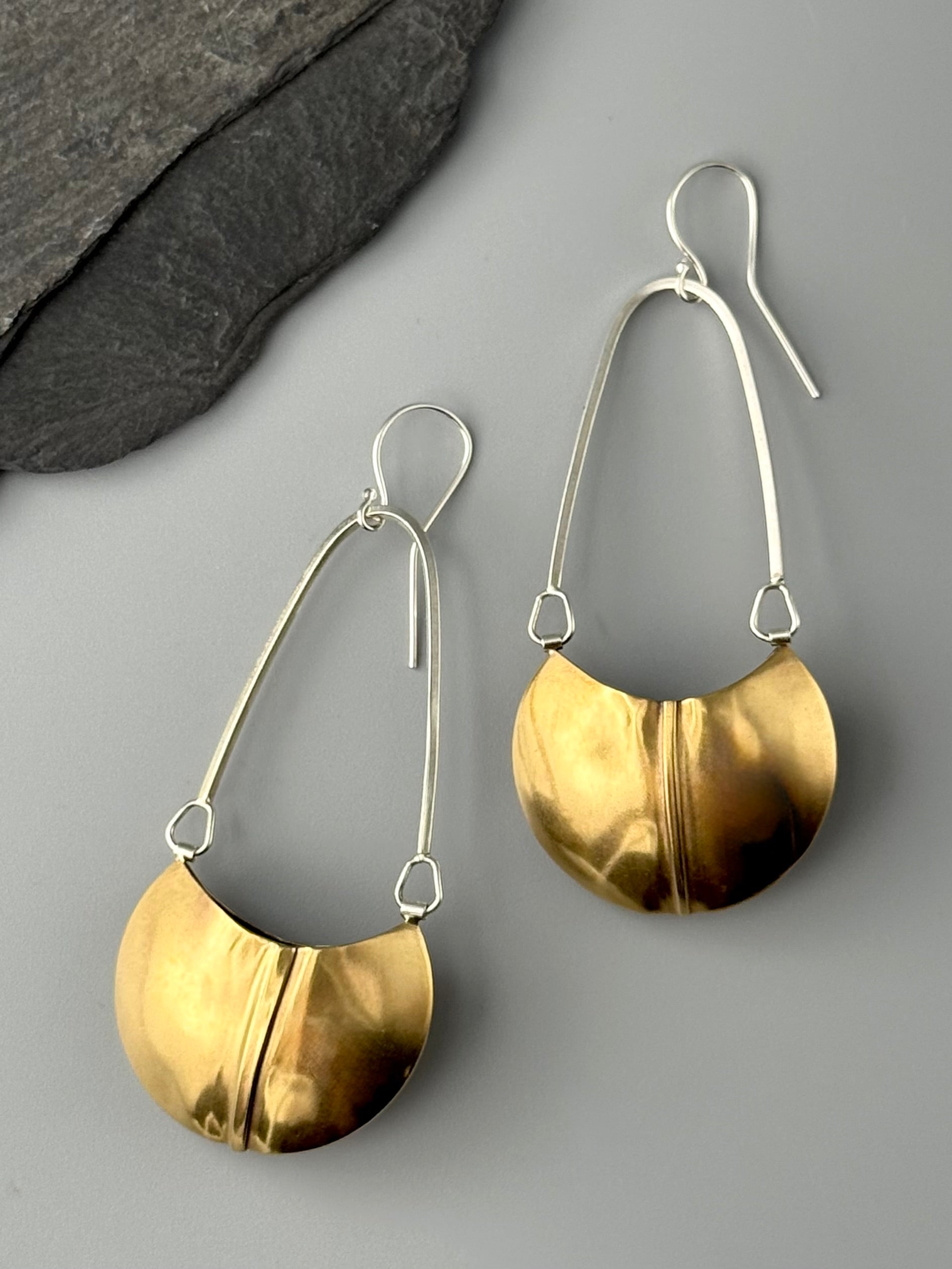•LARGE SCOOP• brass dangle earrings