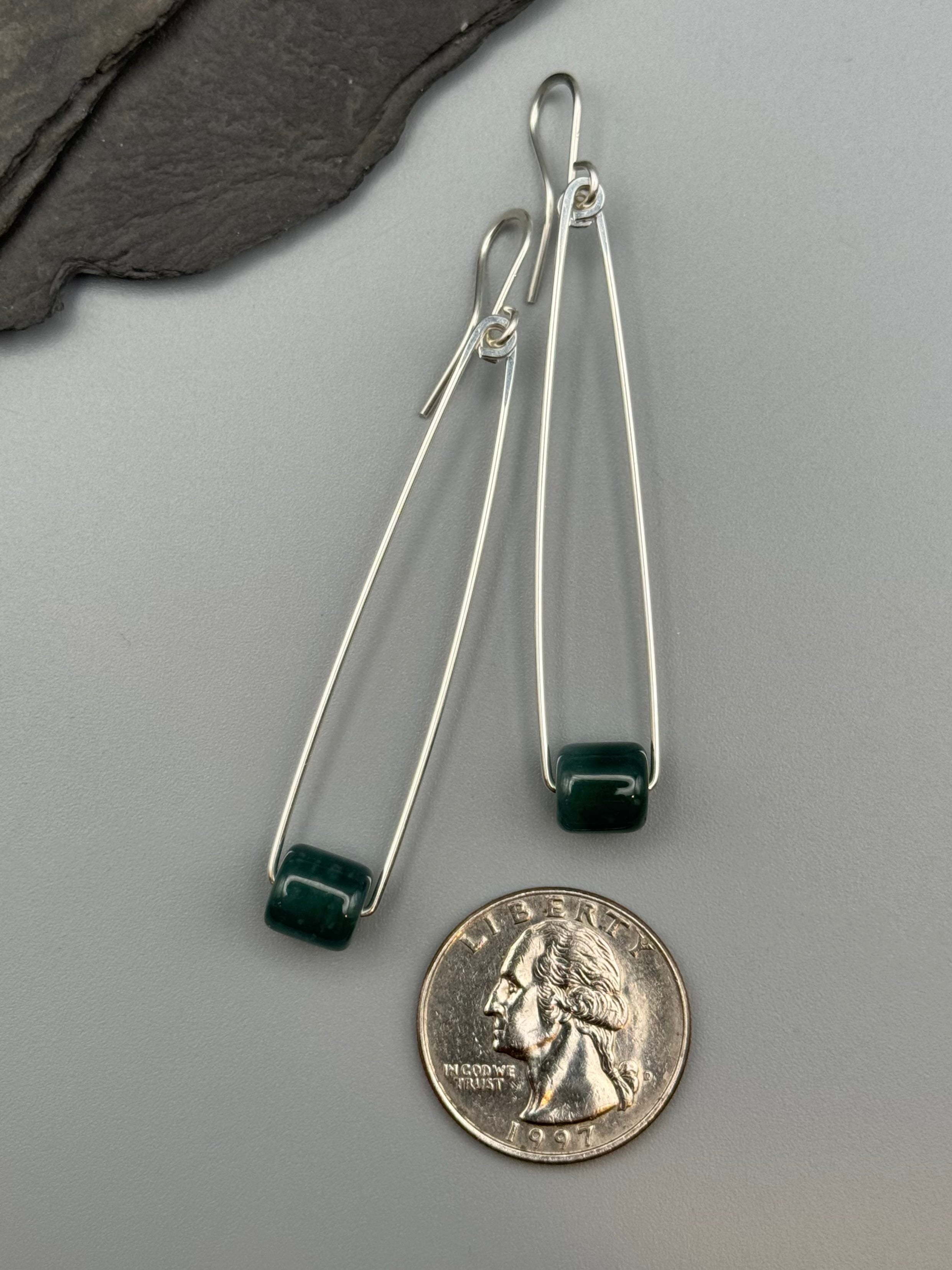 •PENDULUM• jade + silver dangle earrings