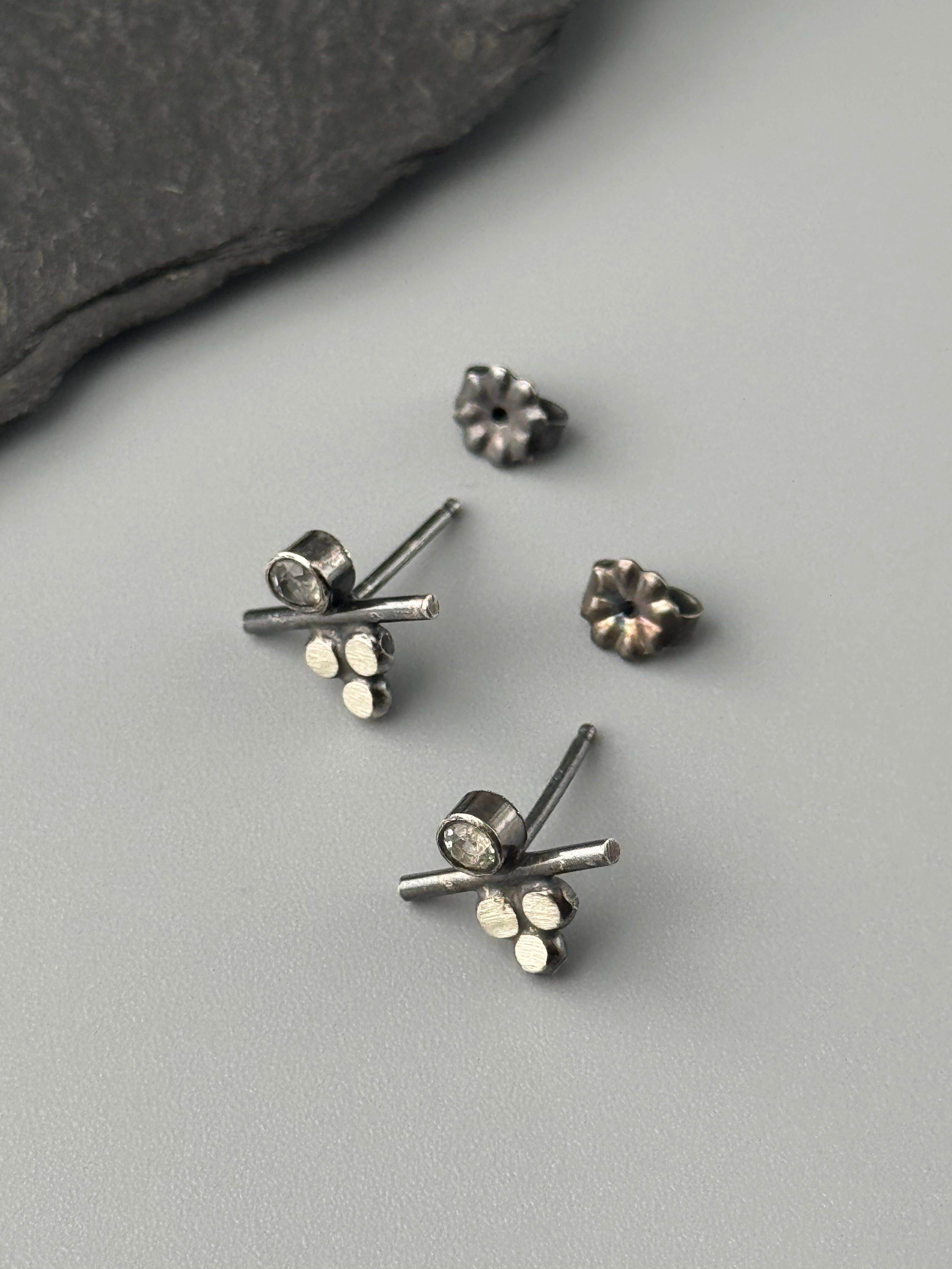 •BALANCE• white topaz + silver stud earrings