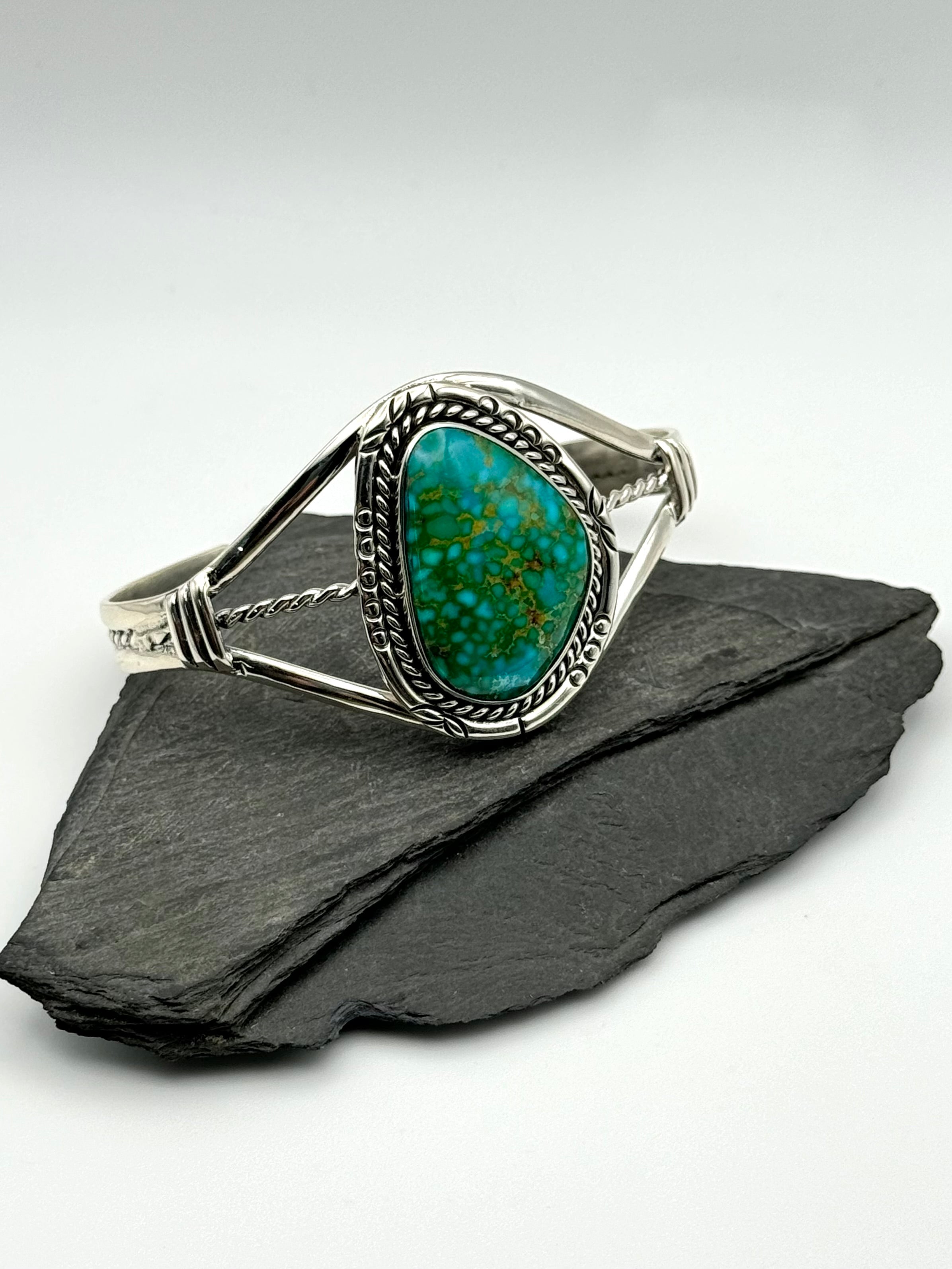 •SONORAN GOLD TURQUOISE - BIGGIE• Navajo silver cuff bracelet (7" +/-)