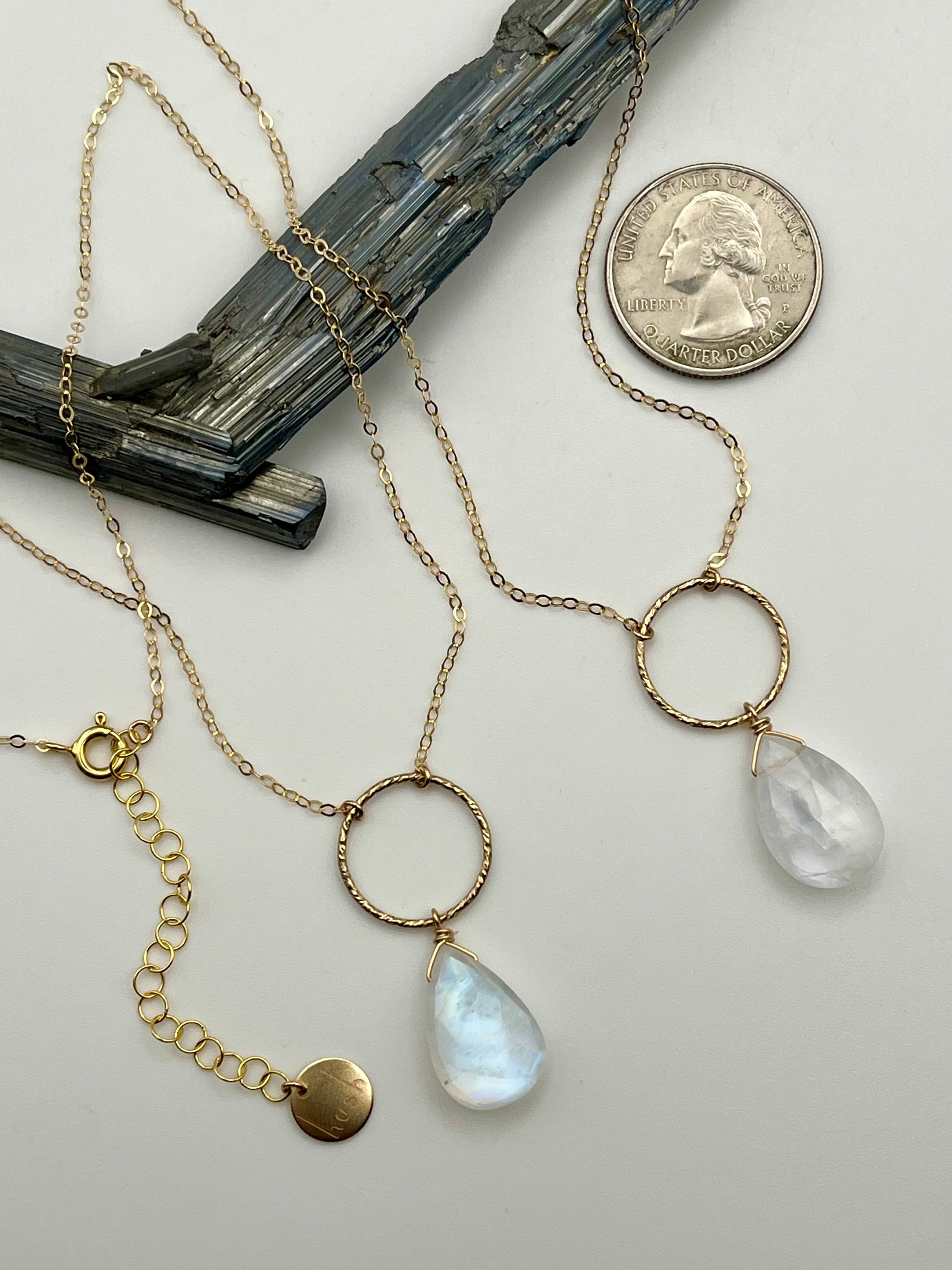 •LUNA• rainbow moonstone + gold necklace (various lengths)