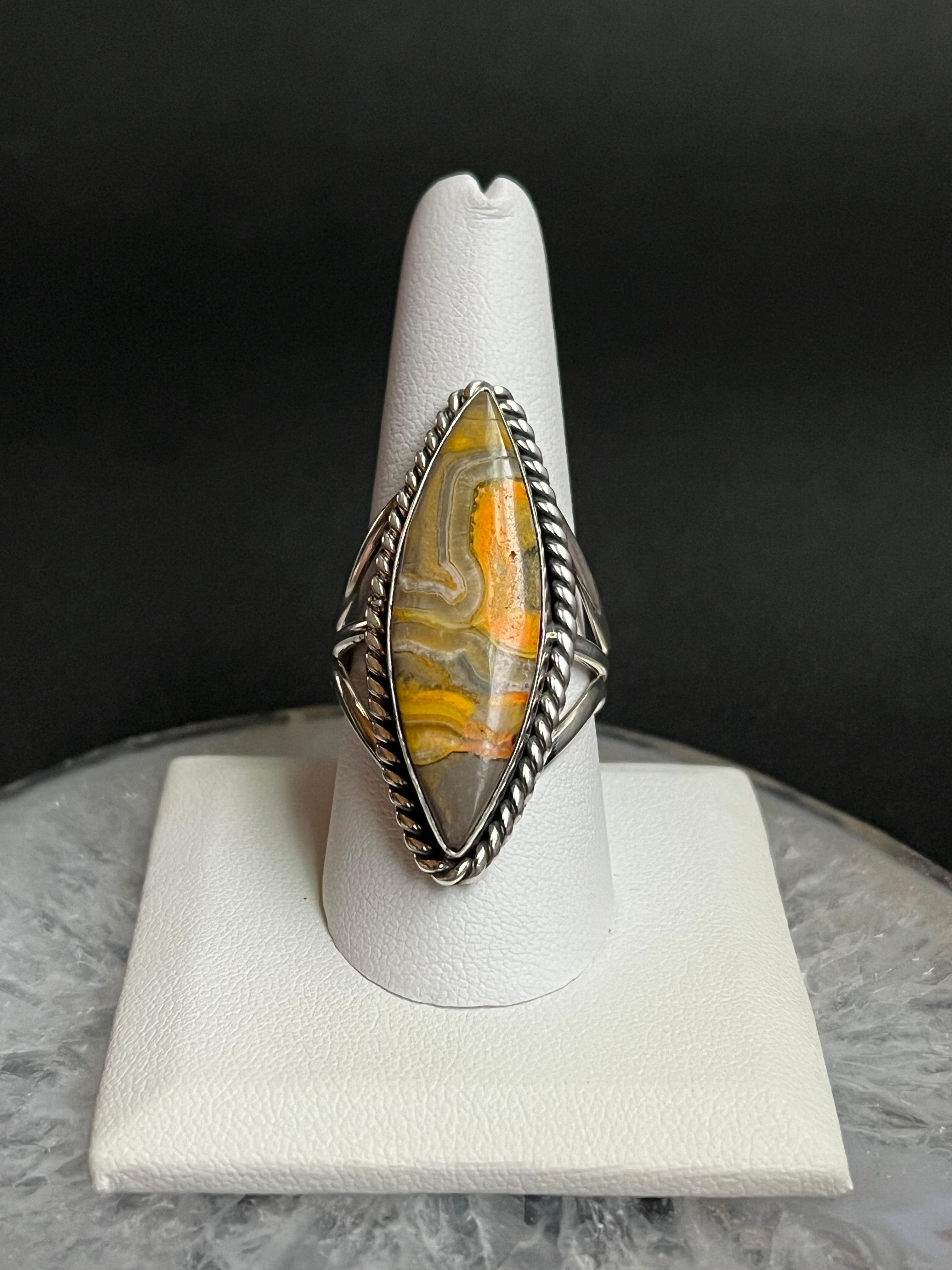 •BUMBLEBEE JASPER• Navajo silver ring - size 10.5