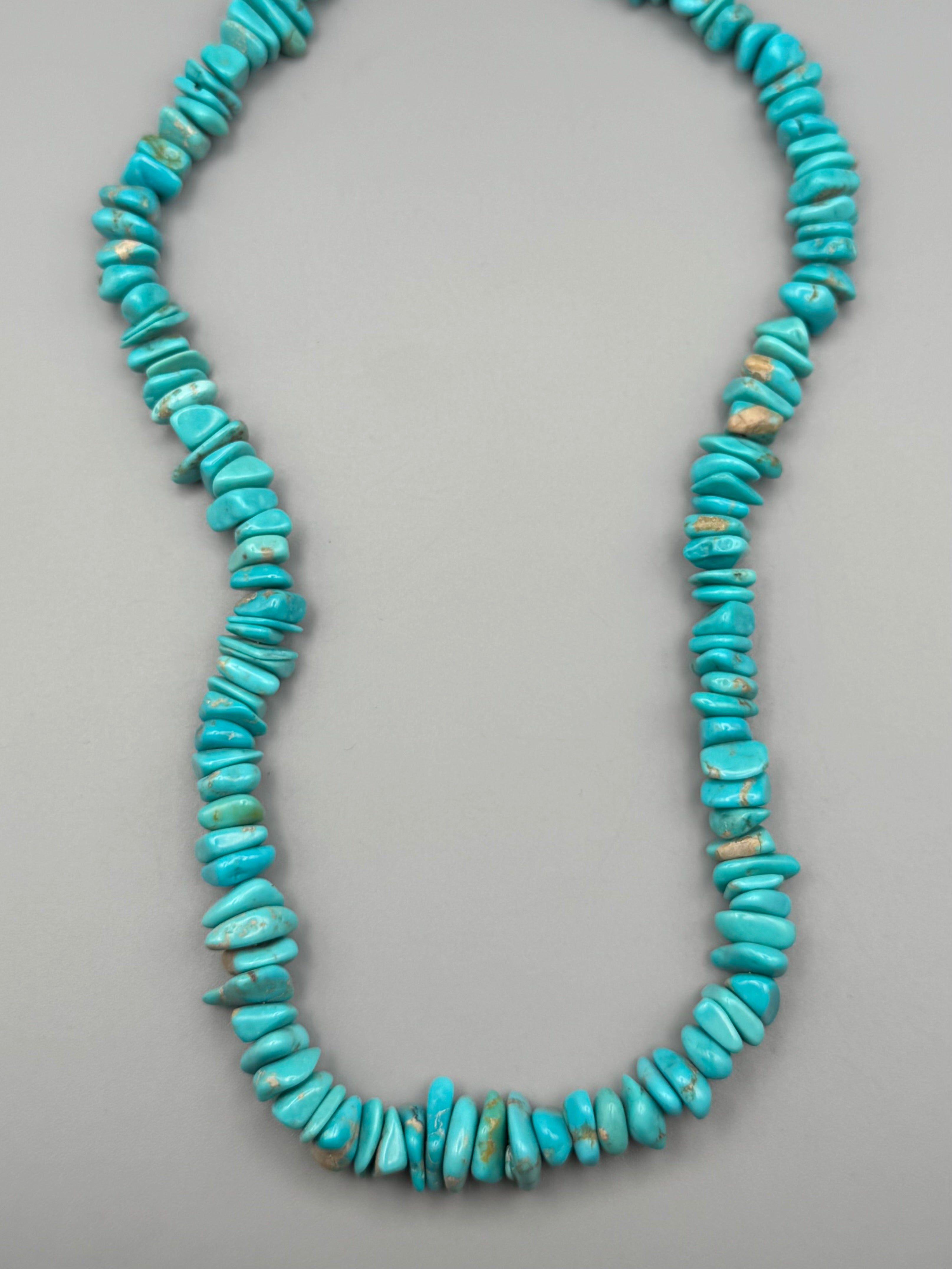 •HUBEI TURQUOISE - CHUNKY STRAND• silver beaded necklace (17.5" - 19.5" long)