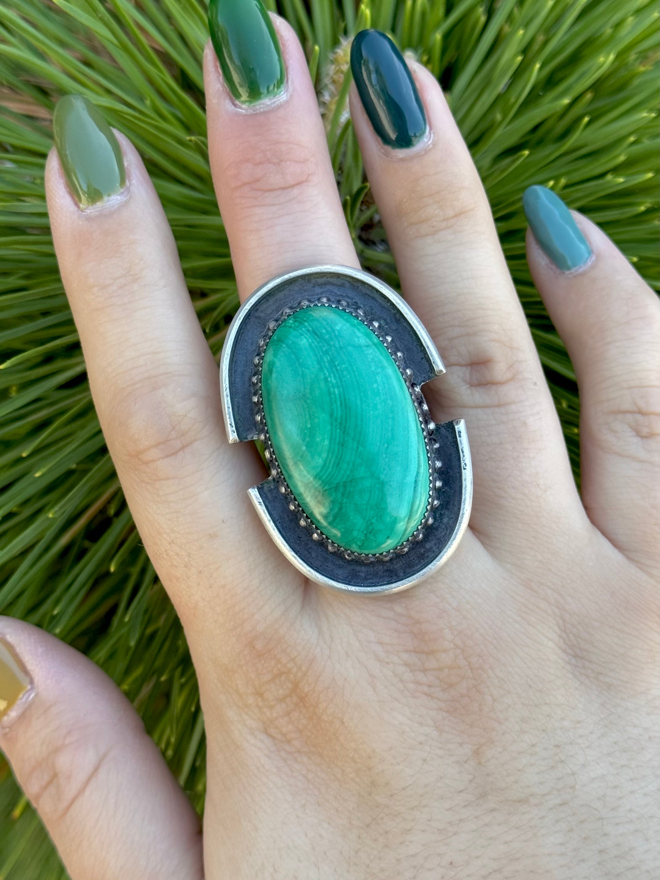 •SPARTAN• malachite + silver ring (size 8.5)