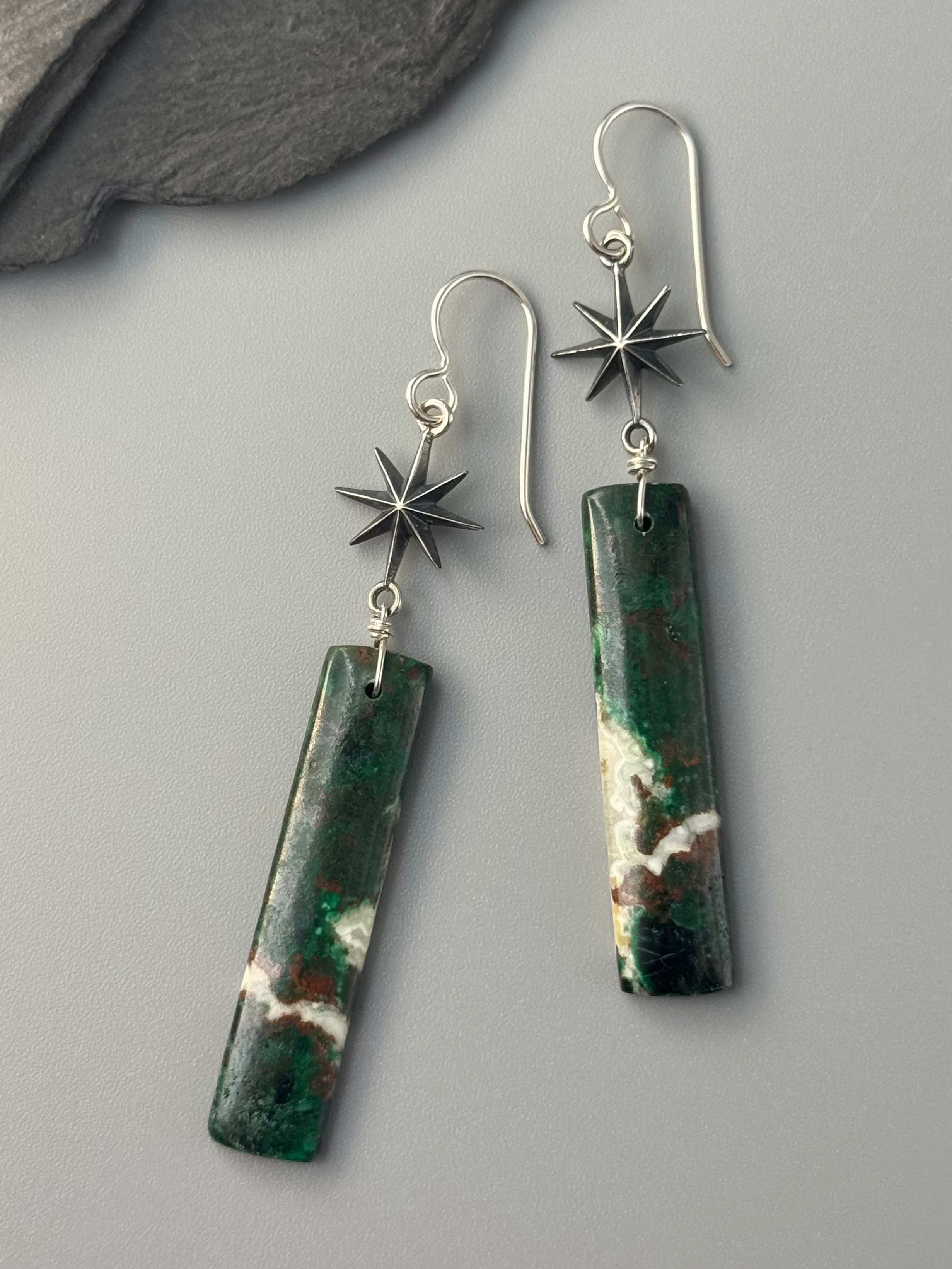 •STAR GAZE• congolese malachite + silver earrings