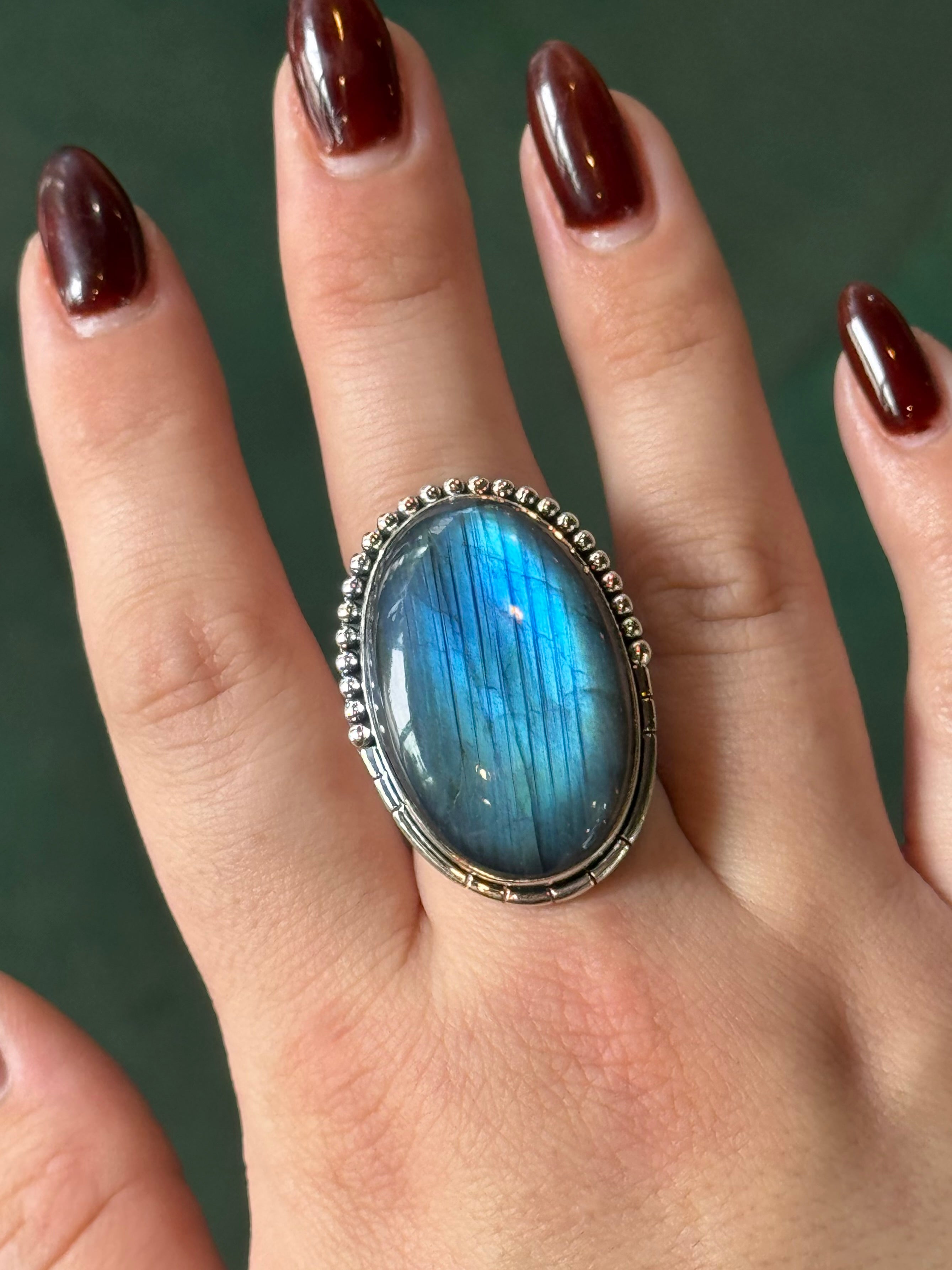 •LABRADORITE - CANYON• sterling silver ring (size 8)
