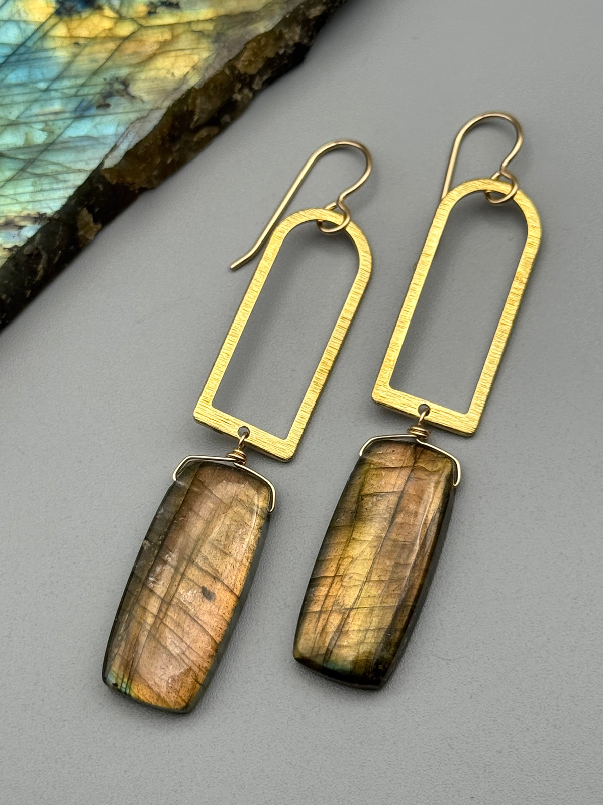 •PORTAL• golden labradorite + gold earrings