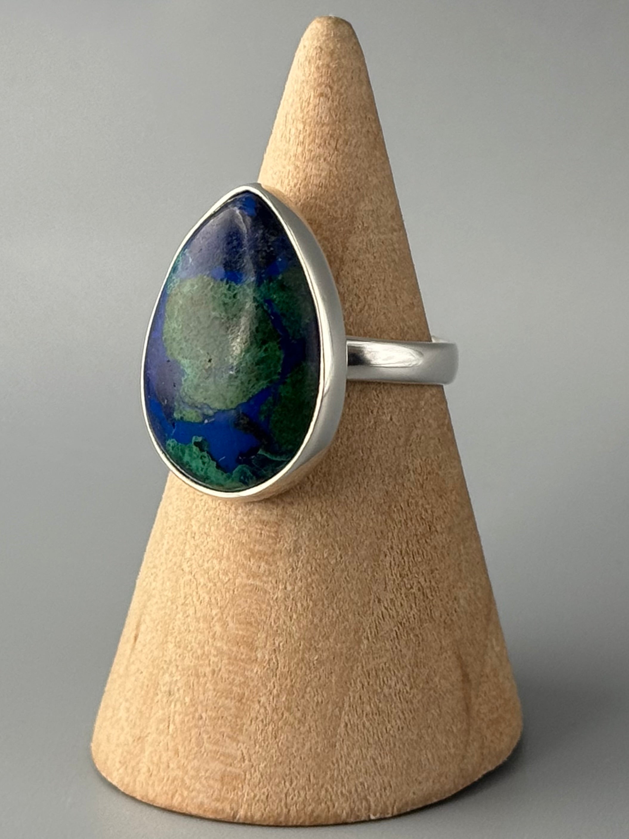 •AZURITE MALACHITE - TEAR• sterling silver ring (size 6)