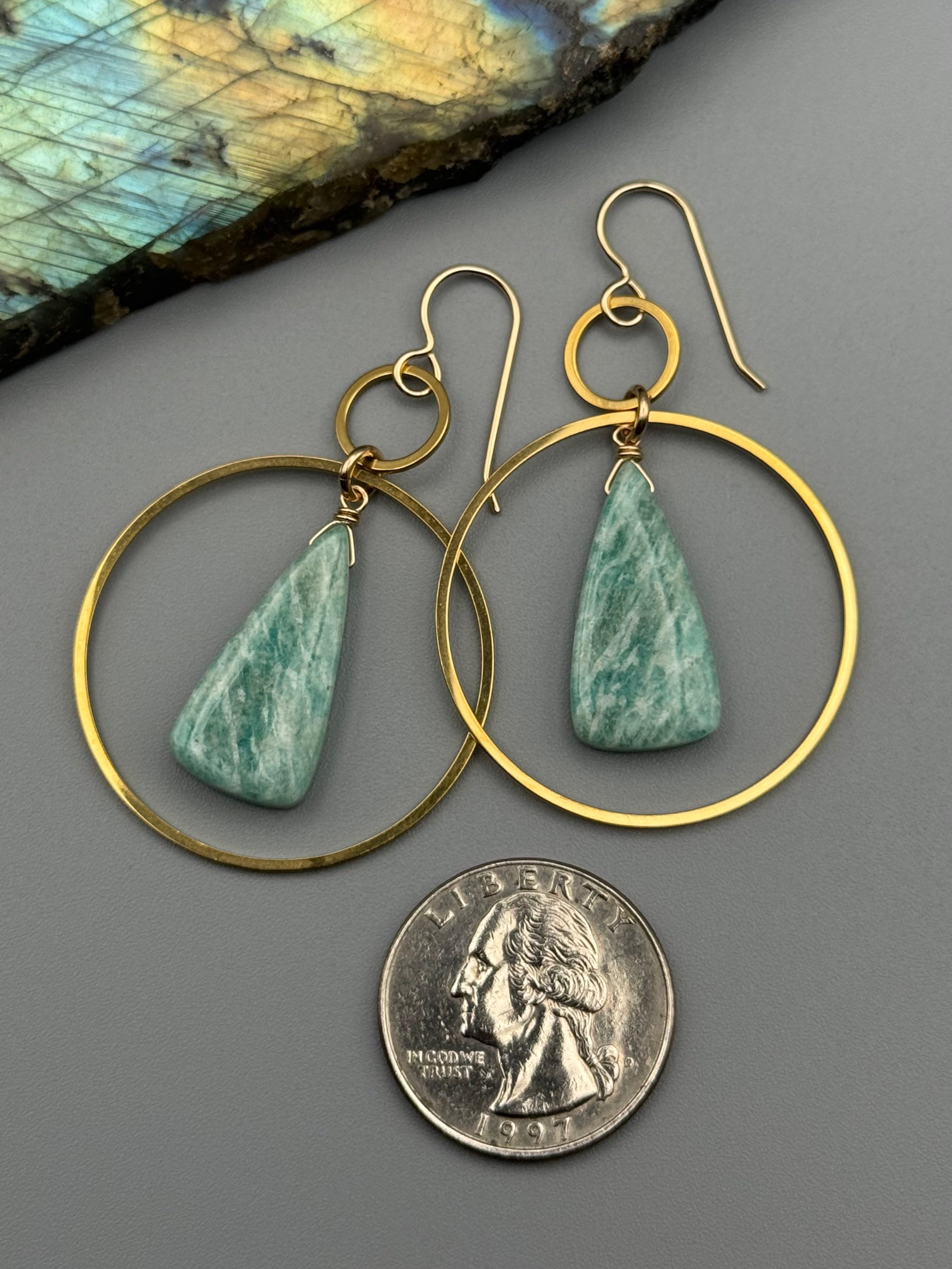 •EQUA-LUNA• amazonite + gold earrings