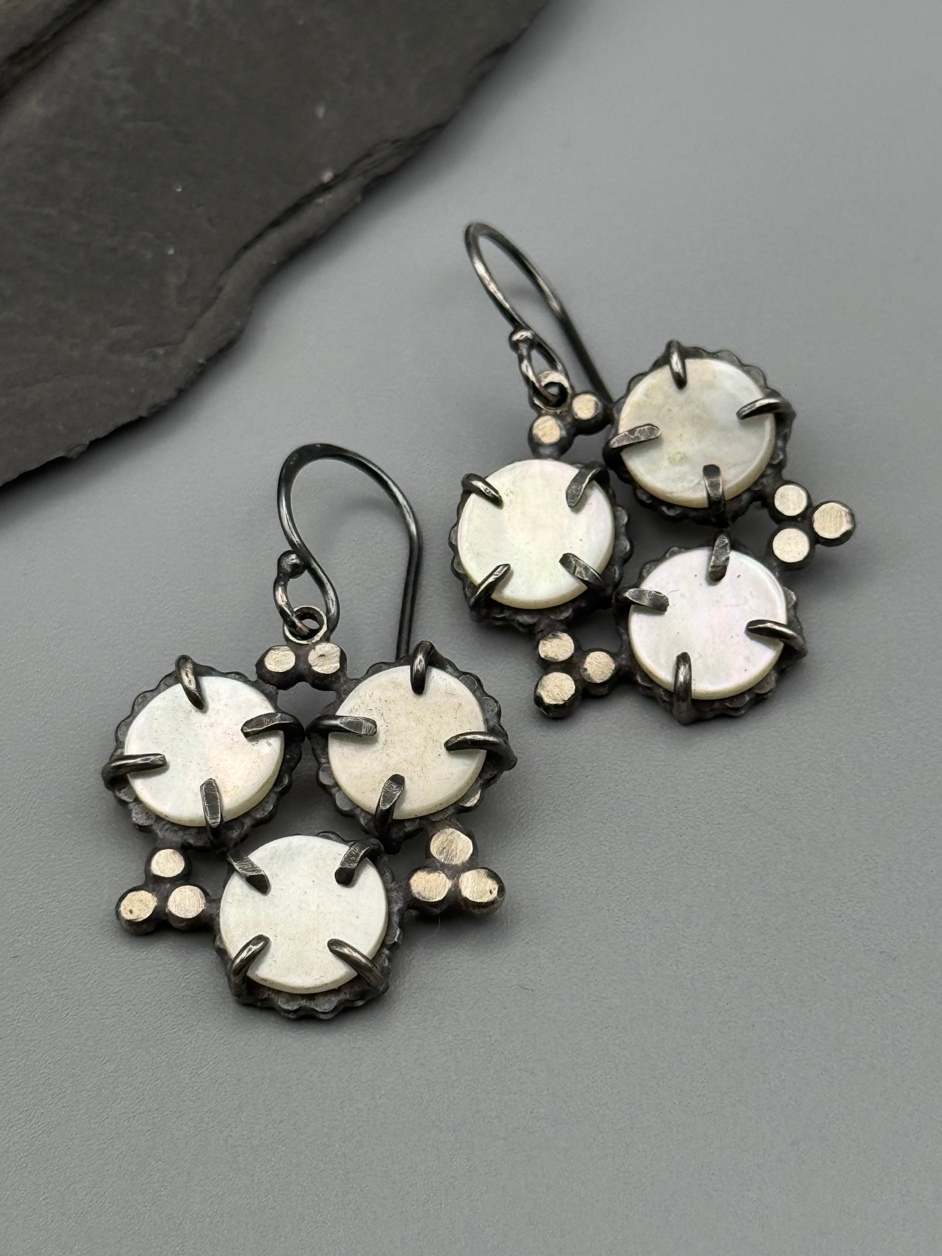 •STARLIGHT• mother of pearl + silver dangle earrings