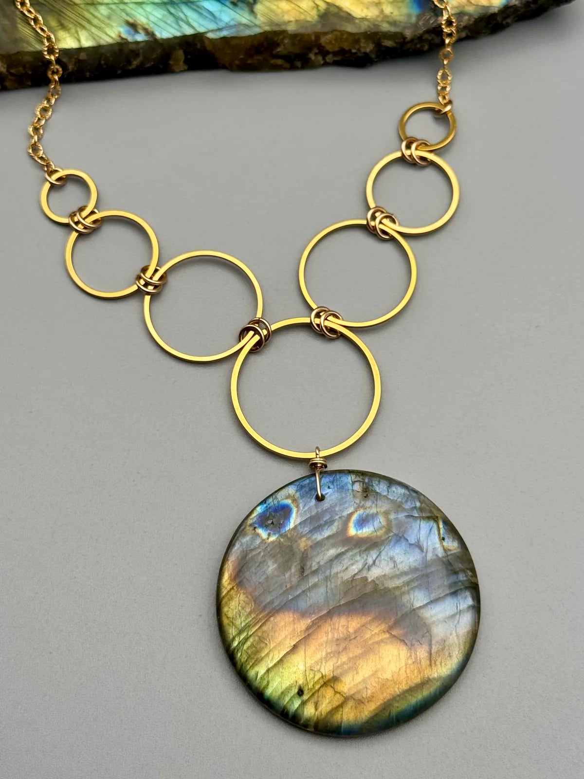 •UNION• labradorite + gold necklace (18"-20" long)