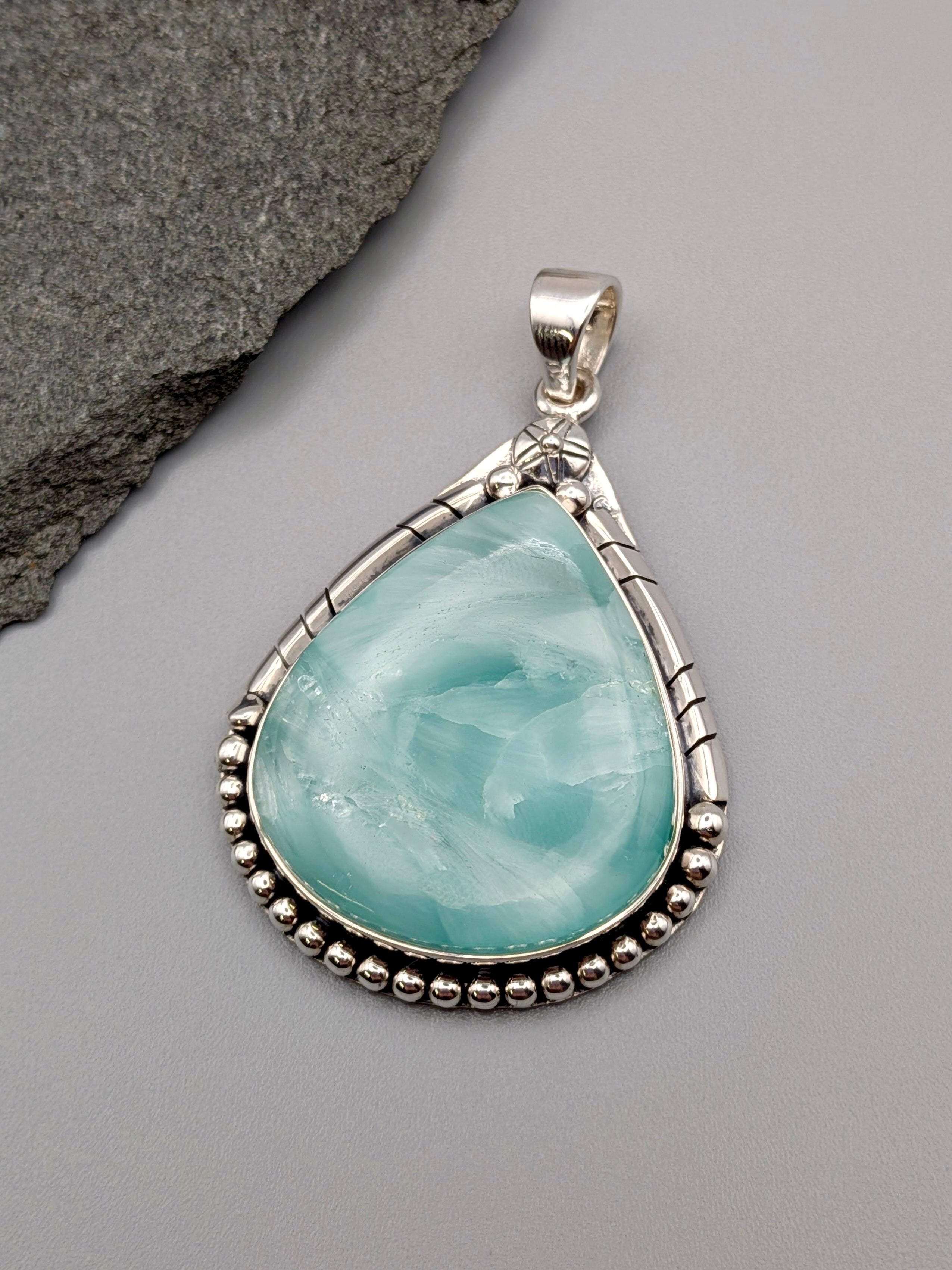 •HEMIMORPHITE TEAR - CANYON 2• sterling silver pendant